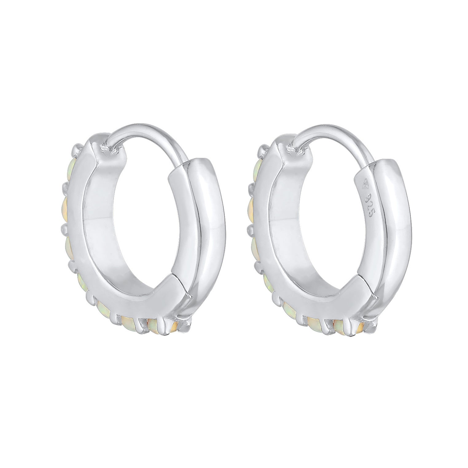 Silber - Elli | Creolen | Opal (Weiß) | 925er Sterling Silber