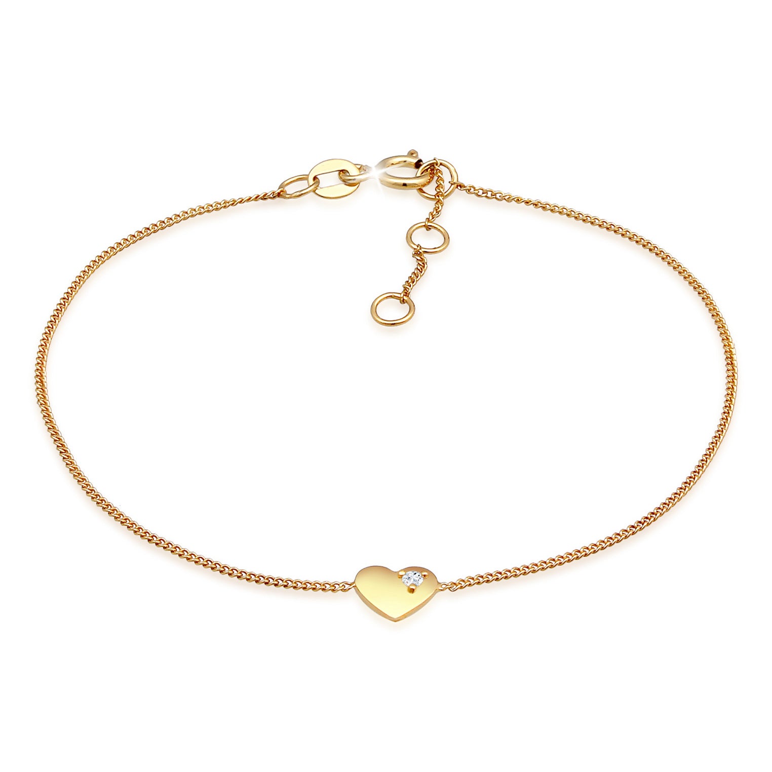 Gold - Elli PREMIUM | Armband Herz | Topas (weiß) | 585er Gelbgold