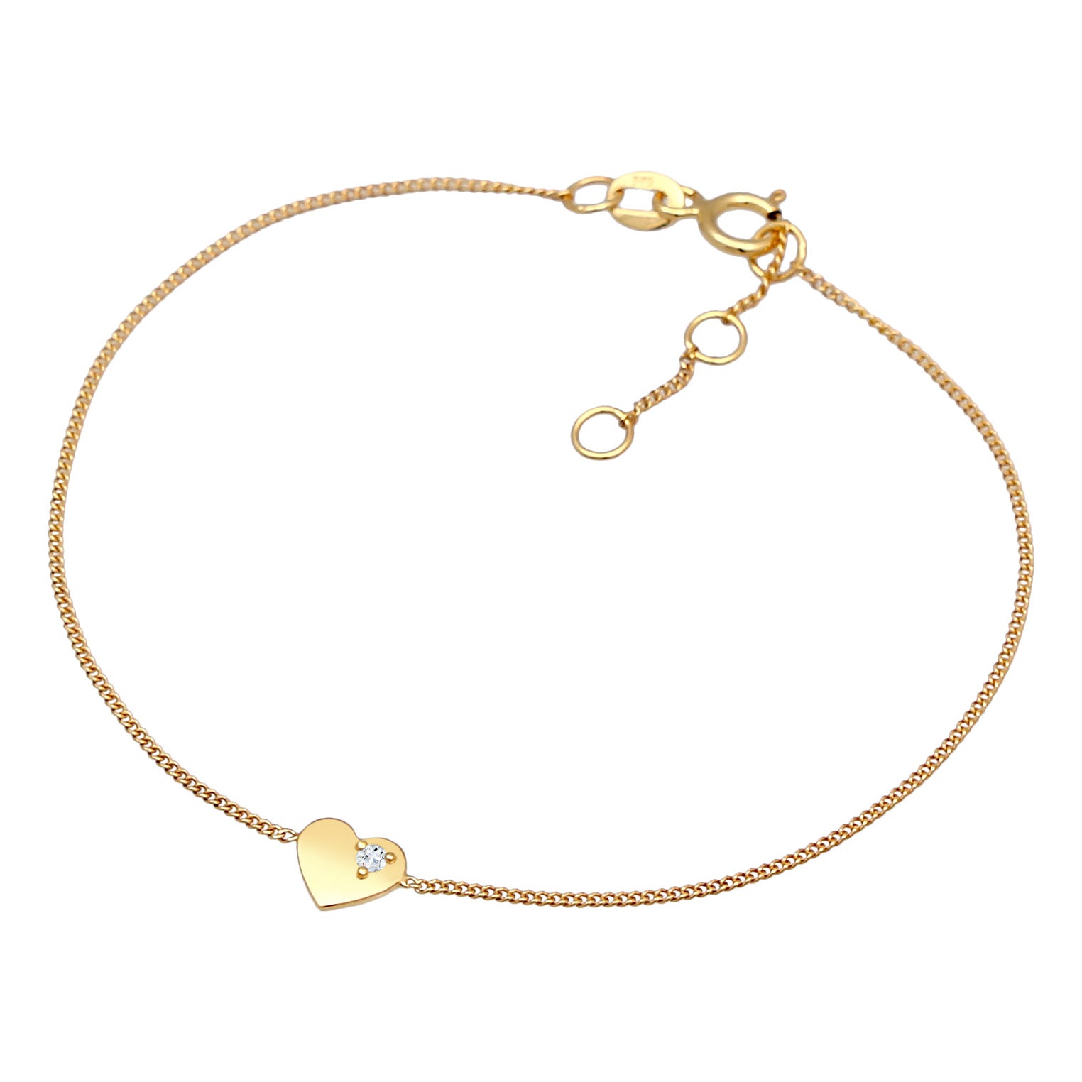 Gold - Elli PREMIUM | Armband Herz | Topas (weiß) | 585er Gelbgold