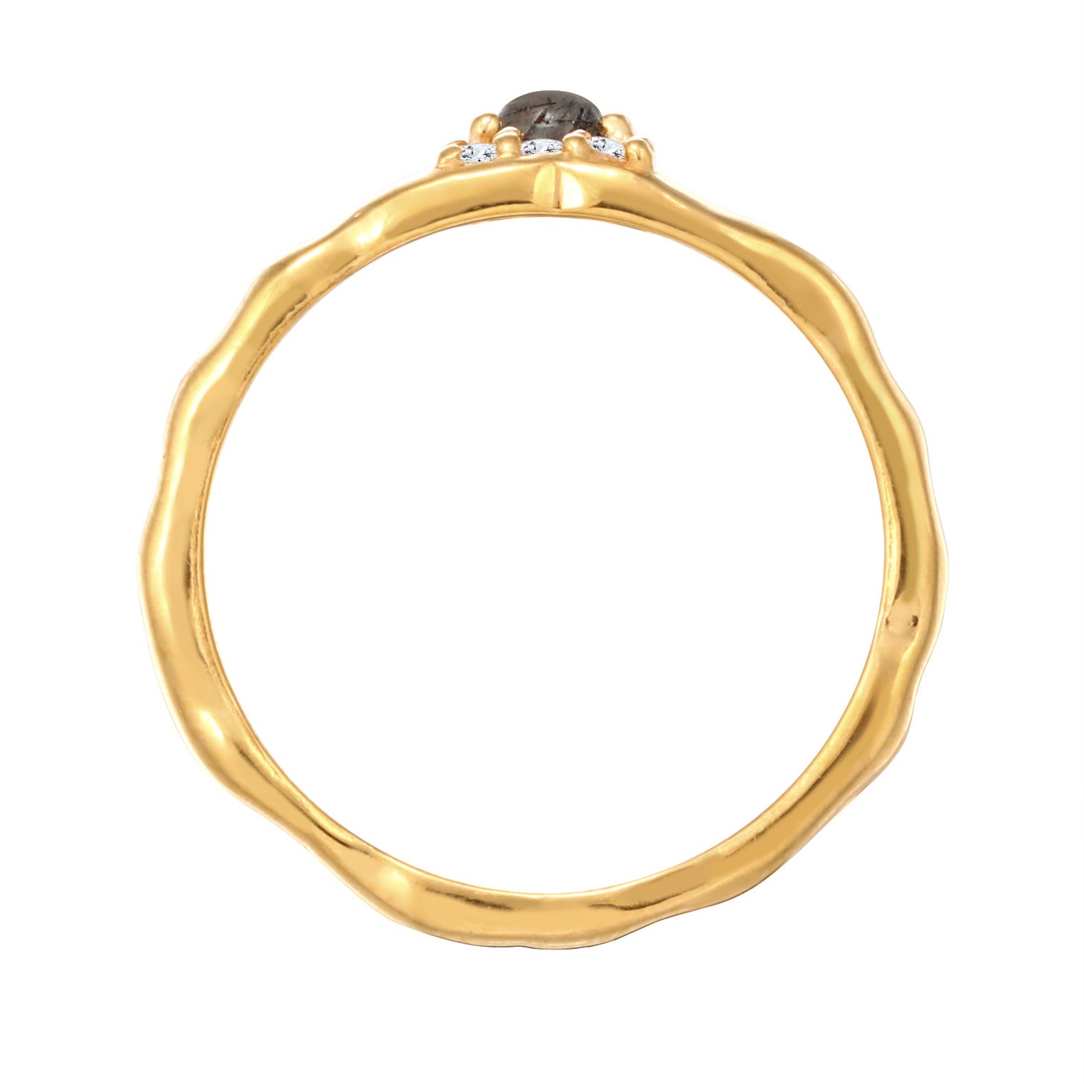 Gold - Elli PREMIUM | Ring Organic | Quartz, Topas ( Weiß ) | 925er Sterling Silber