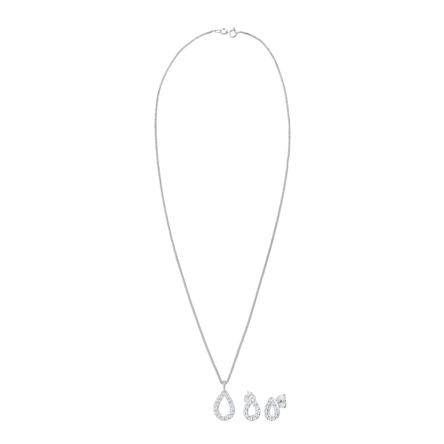 Silber - Elli | Schmuckset Tropfen | Zirkonia (Weiß) | 925er Sterling Silber
