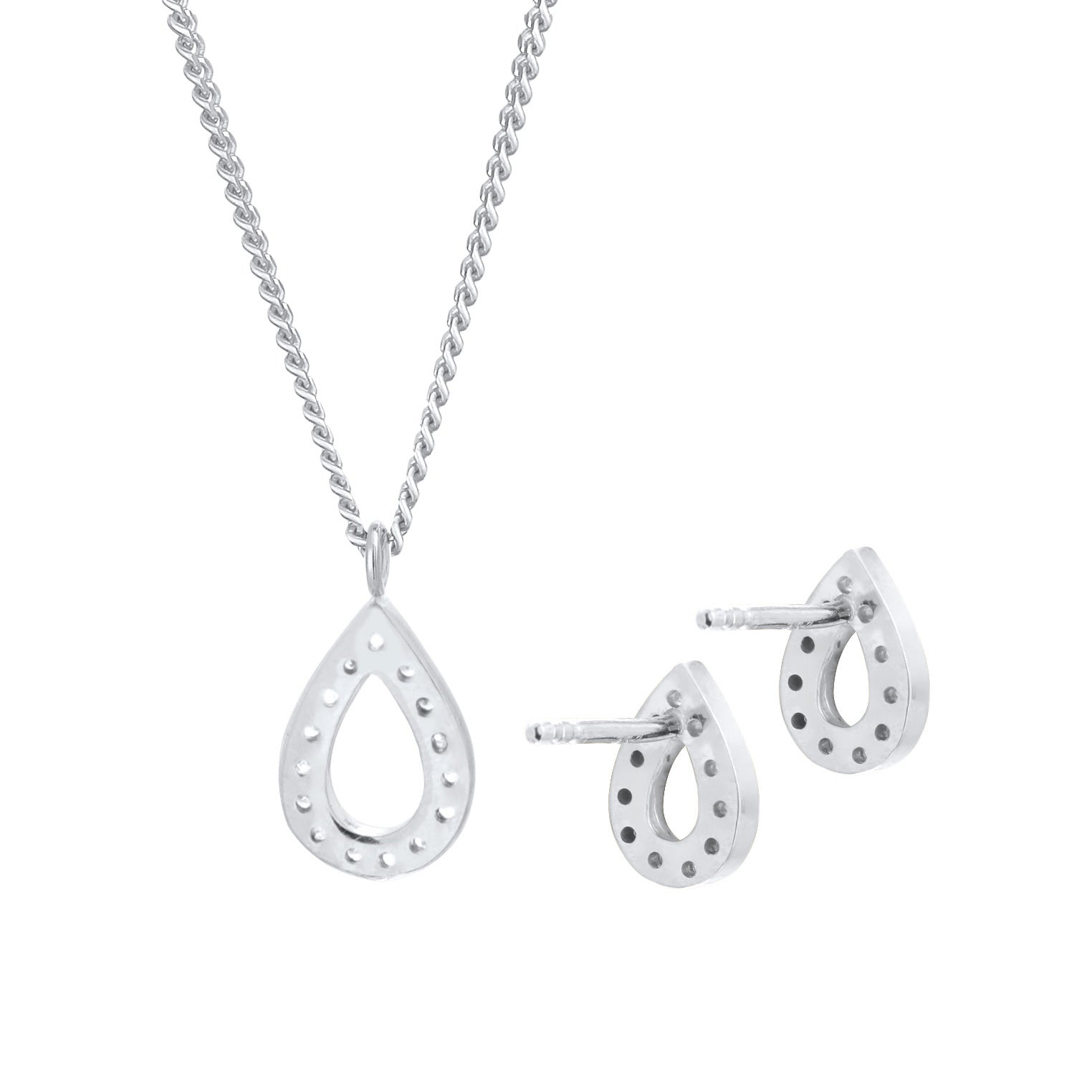Silber - Elli | Schmuckset Tropfen | Zirkonia (Weiß) | 925er Sterling Silber