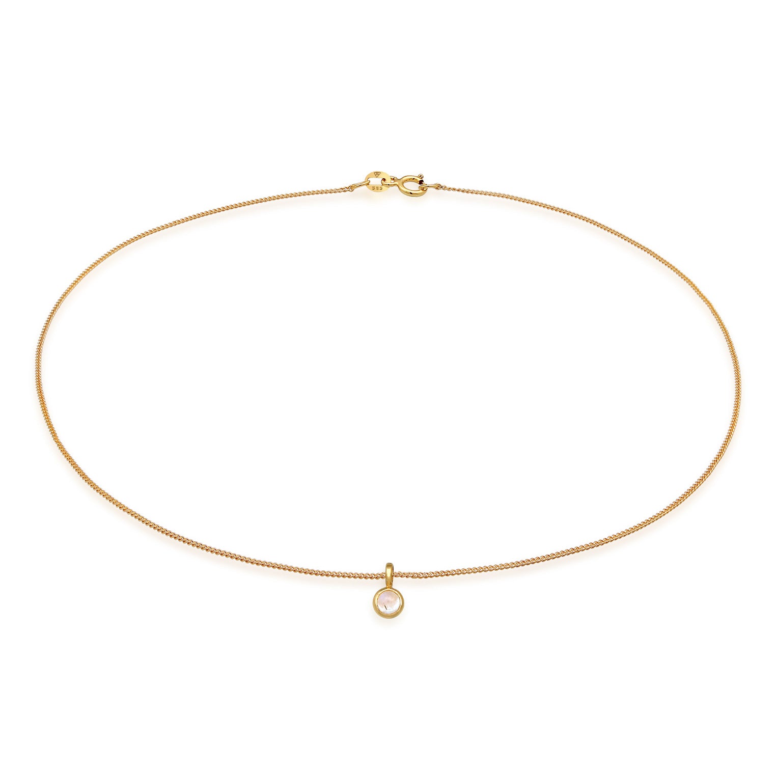 Gold - Elli PREMIUM | Choker Anhänger | Mondstein (Weiß) | 585er Gelbgold