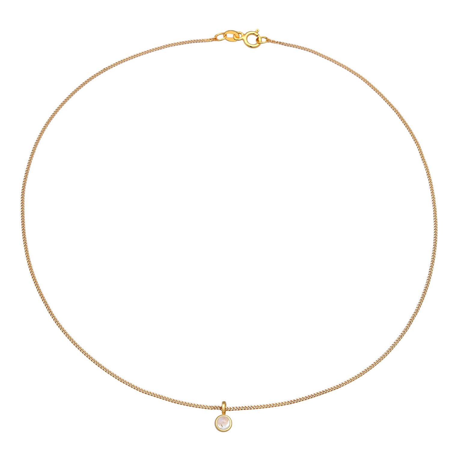 Gold - Elli PREMIUM | Choker Anhänger | Mondstein (Weiß) | 585er Gelbgold