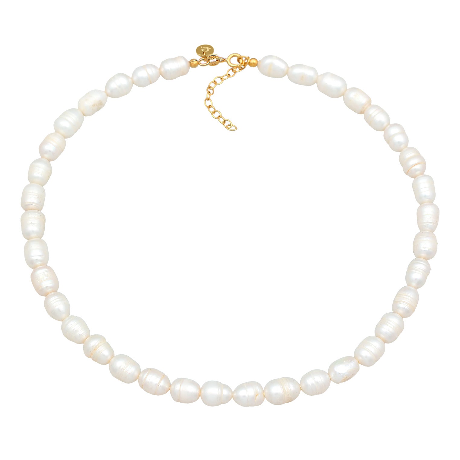 Gold - Elli PREMIUM | Barock Süßwasserperle Choker 925 Silber
