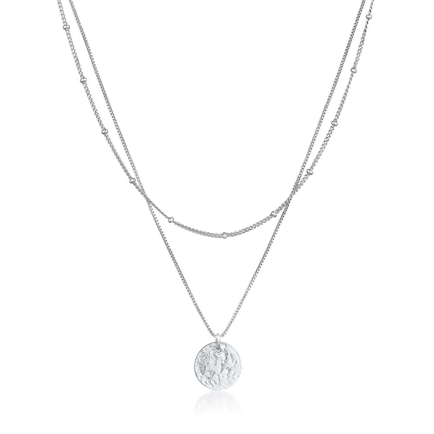 Silber - Elli | Layer-Halskette Plättchen | 925er Sterling Silber