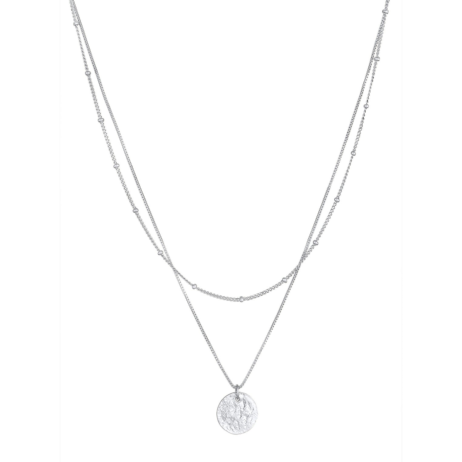 Silber - Elli | Layer-Halskette Plättchen | 925er Sterling Silber