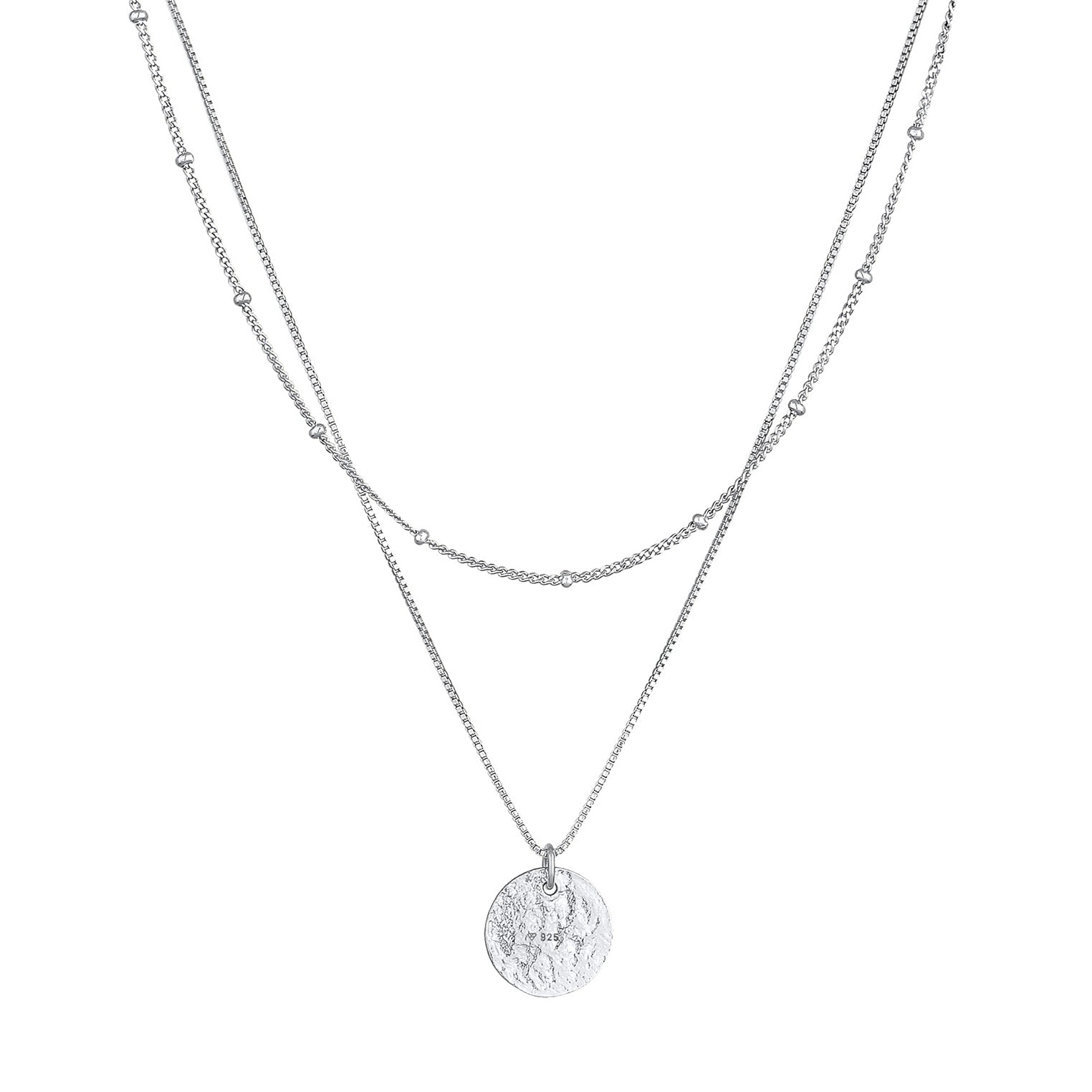 Silber - Elli | Layer-Halskette Plättchen | 925er Sterling Silber