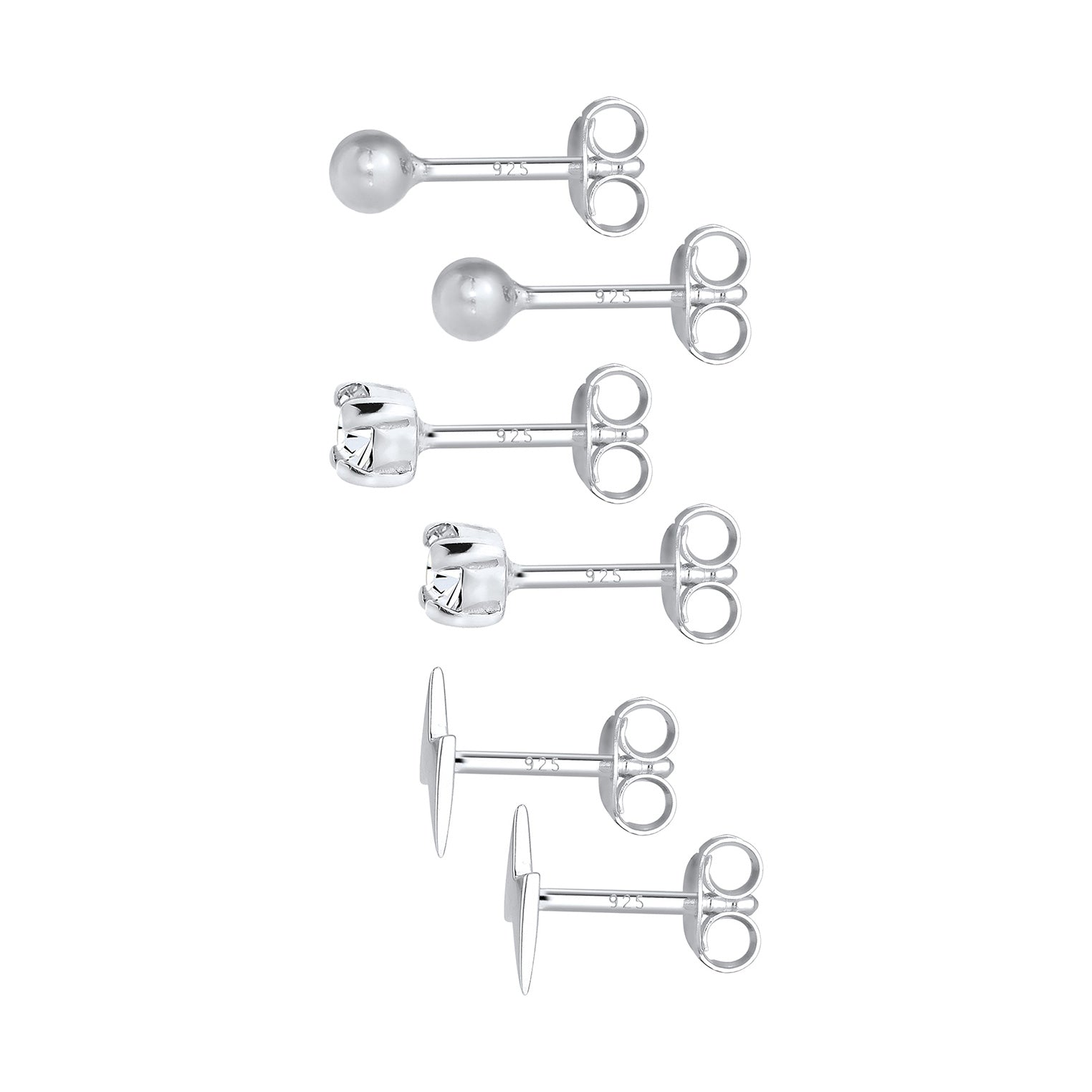 Silber - Elli | Ohrringset Blitz | Mit Kristallen von Swarovski® (Weiß) | 925er Sterling Silber