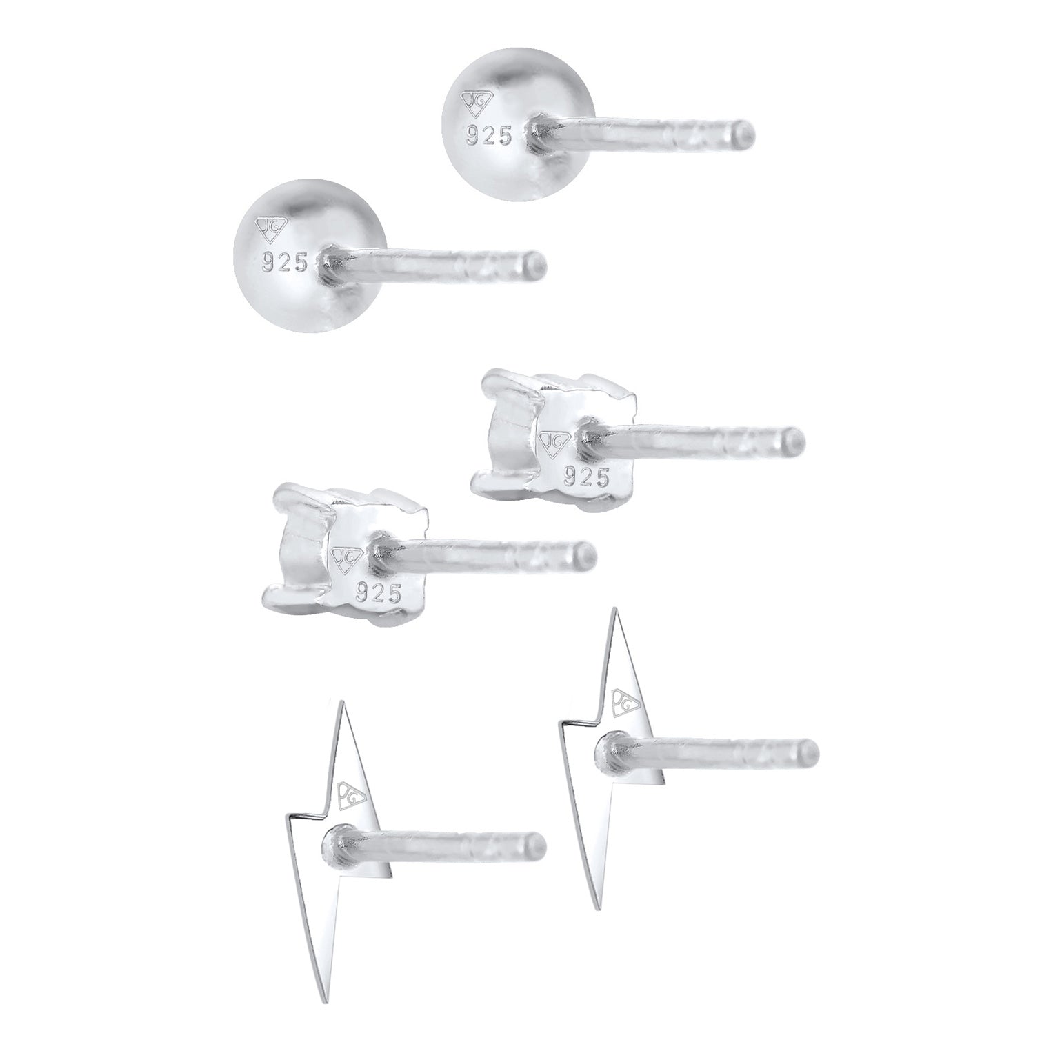 Silber - Elli | Ohrringset Blitz | Mit Kristallen von Swarovski® (Weiß) | 925er Sterling Silber