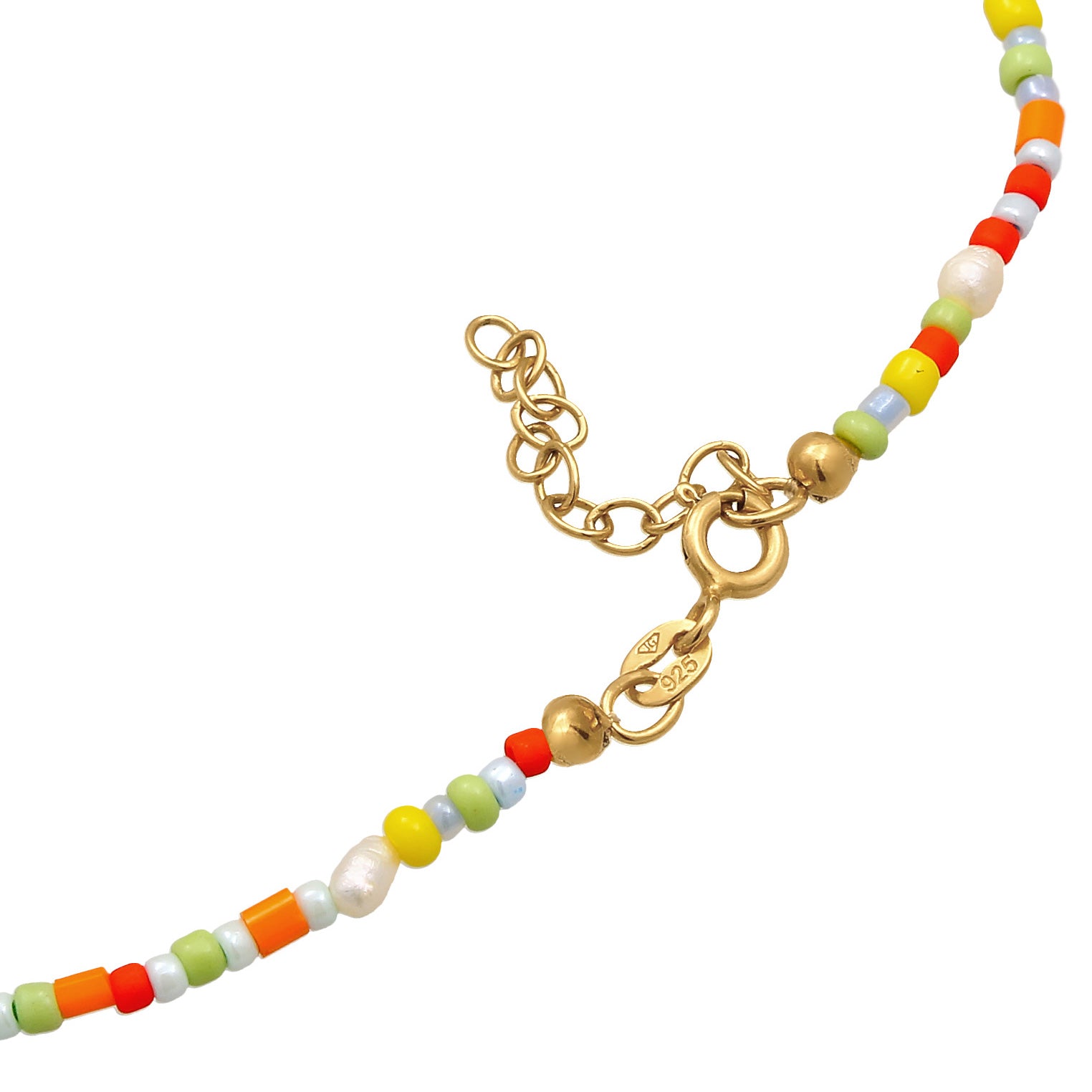 Bunt - Elli | Fußkettchen Beads | Süßwasserperlen | 925er Sterling Silber Vergoldet