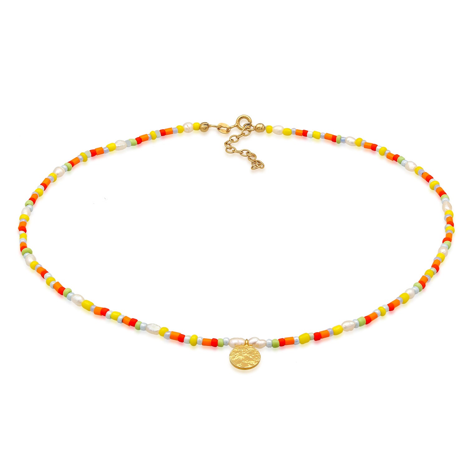 Gold - Elli | Choker Beads Bunt | 925er Sterling Silber Vergoldet