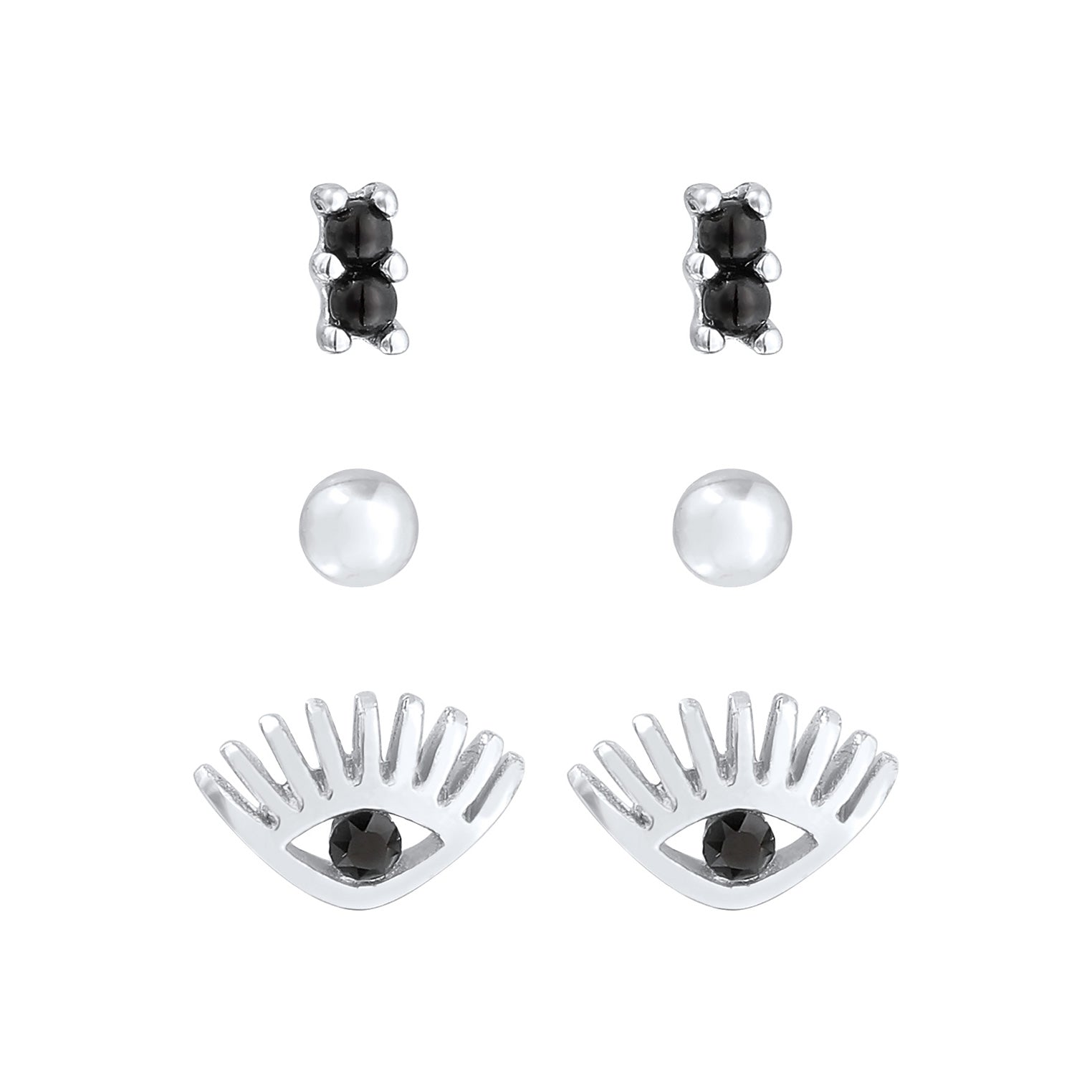 Silber - Elli | Ohrringset Auge | Mit Kristallen von Swarovski® (Weiß) | 925er Sterling Silber