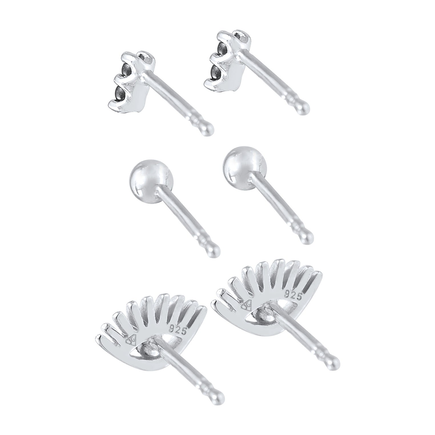 Silber - Elli | Ohrringset Auge | Mit Kristallen von Swarovski® (Weiß) | 925er Sterling Silber