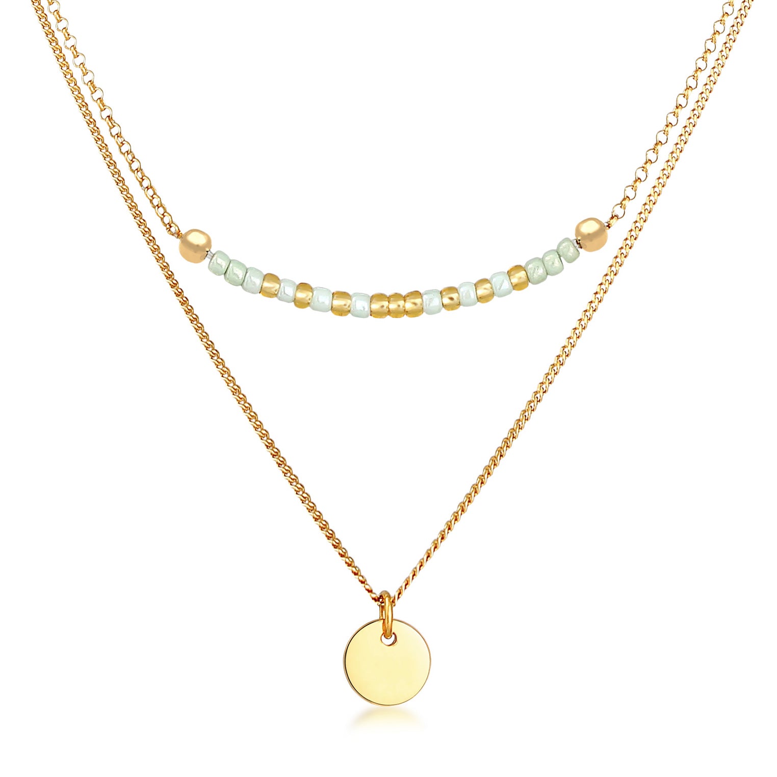 Gold - Elli | Layer-Halskette Plättchen | 925er Sterling Silber