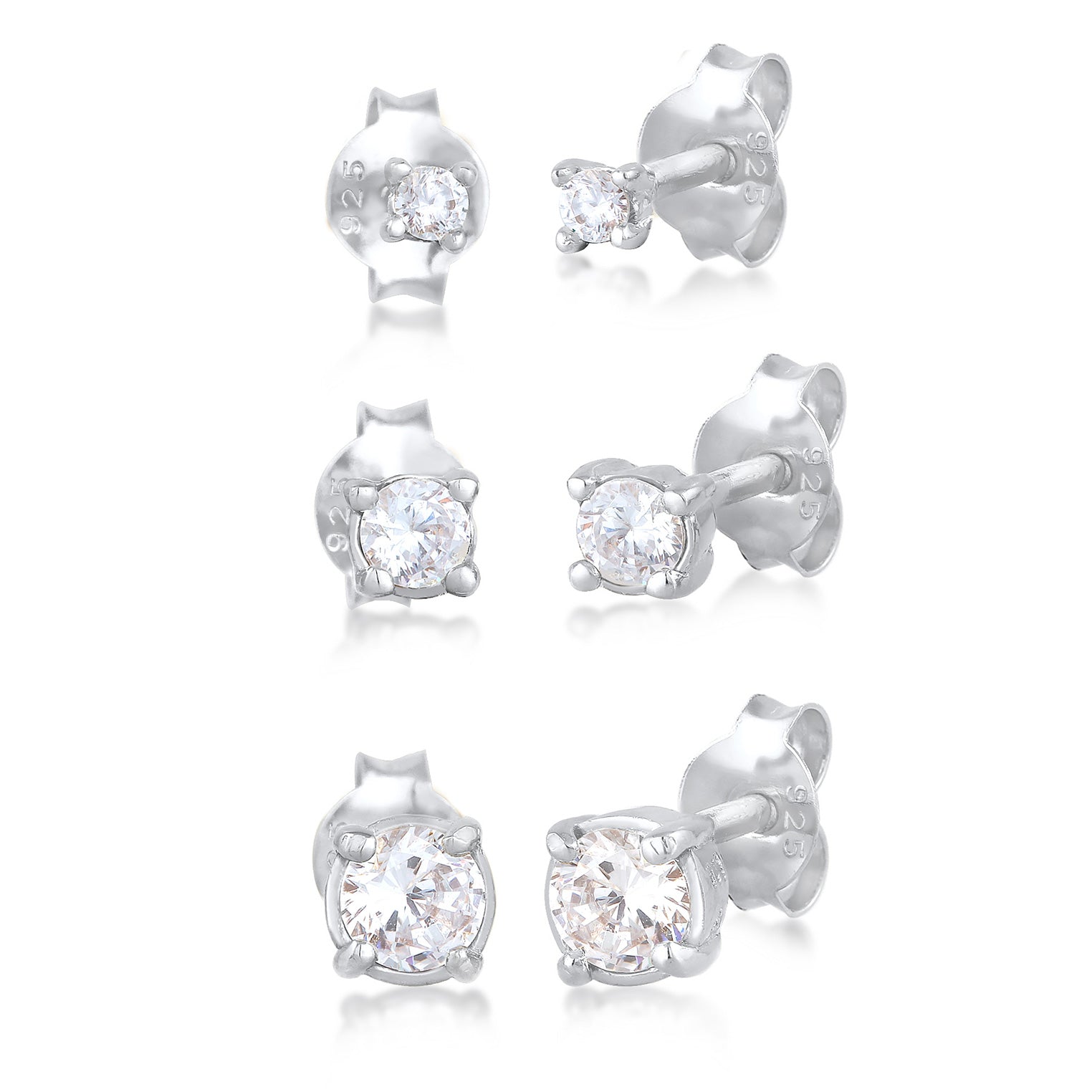 Silber - Elli | Ohrringset | Zirkonia (Weiß) | 925er Sterling Silber