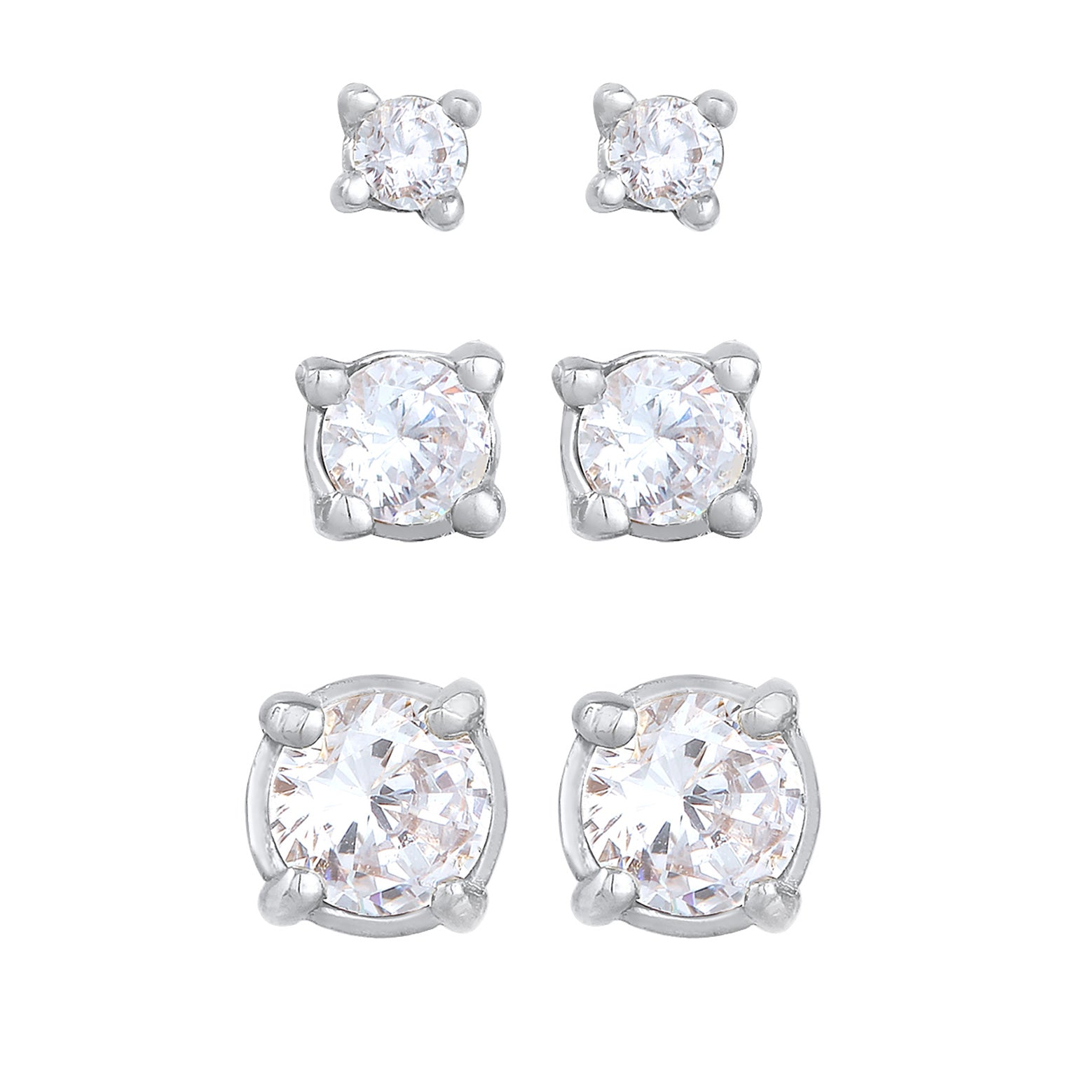 Silber - Elli | Ohrringset | Zirkonia (Weiß) | 925er Sterling Silber