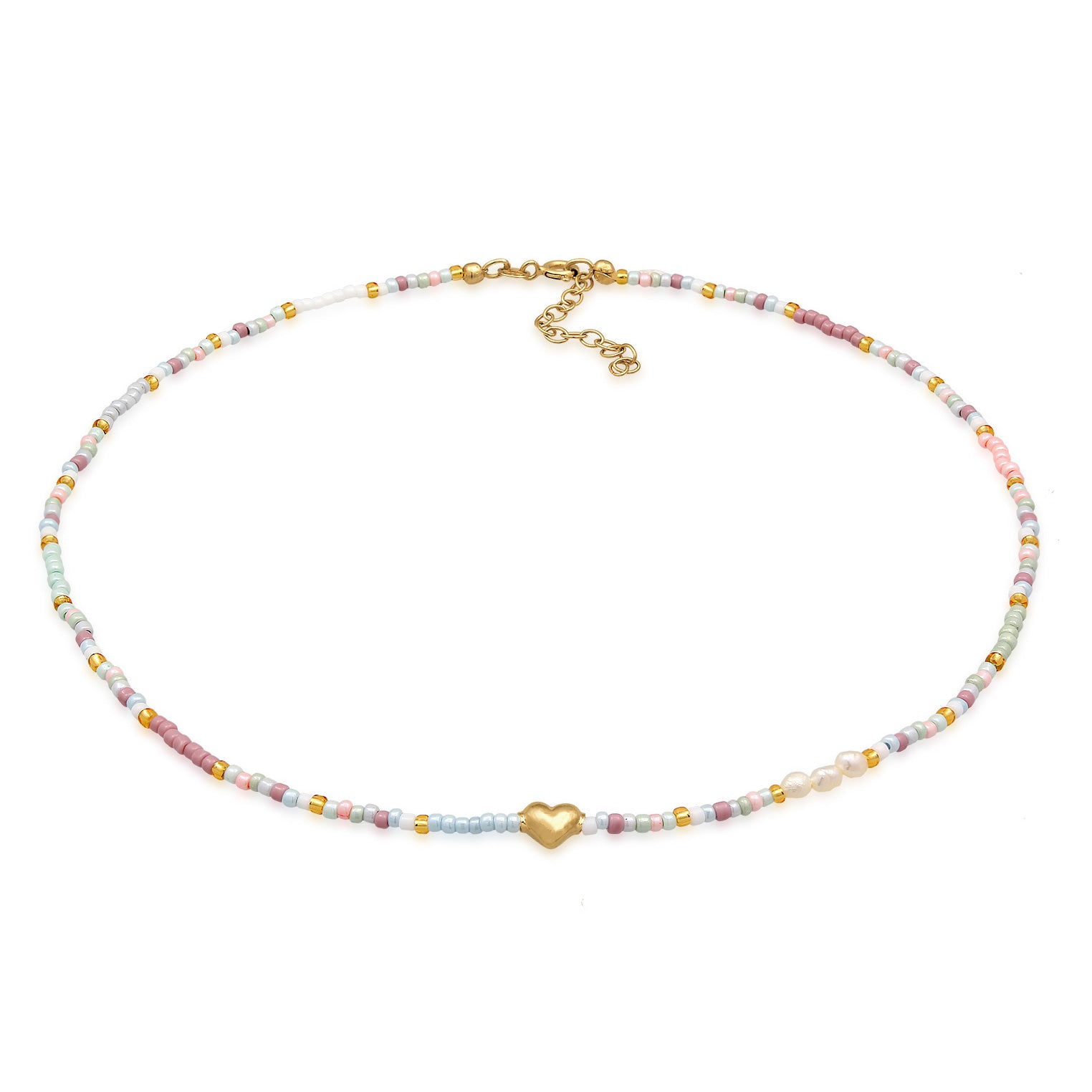Gold - Elli | Choker Beads Herz | 925er Sterling Silber