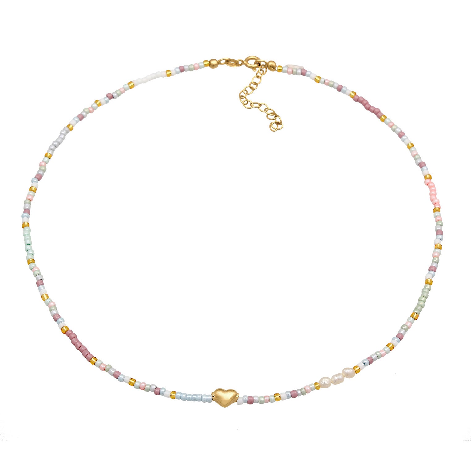 Gold - Elli | Choker Beads Herz | 925er Sterling Silber
