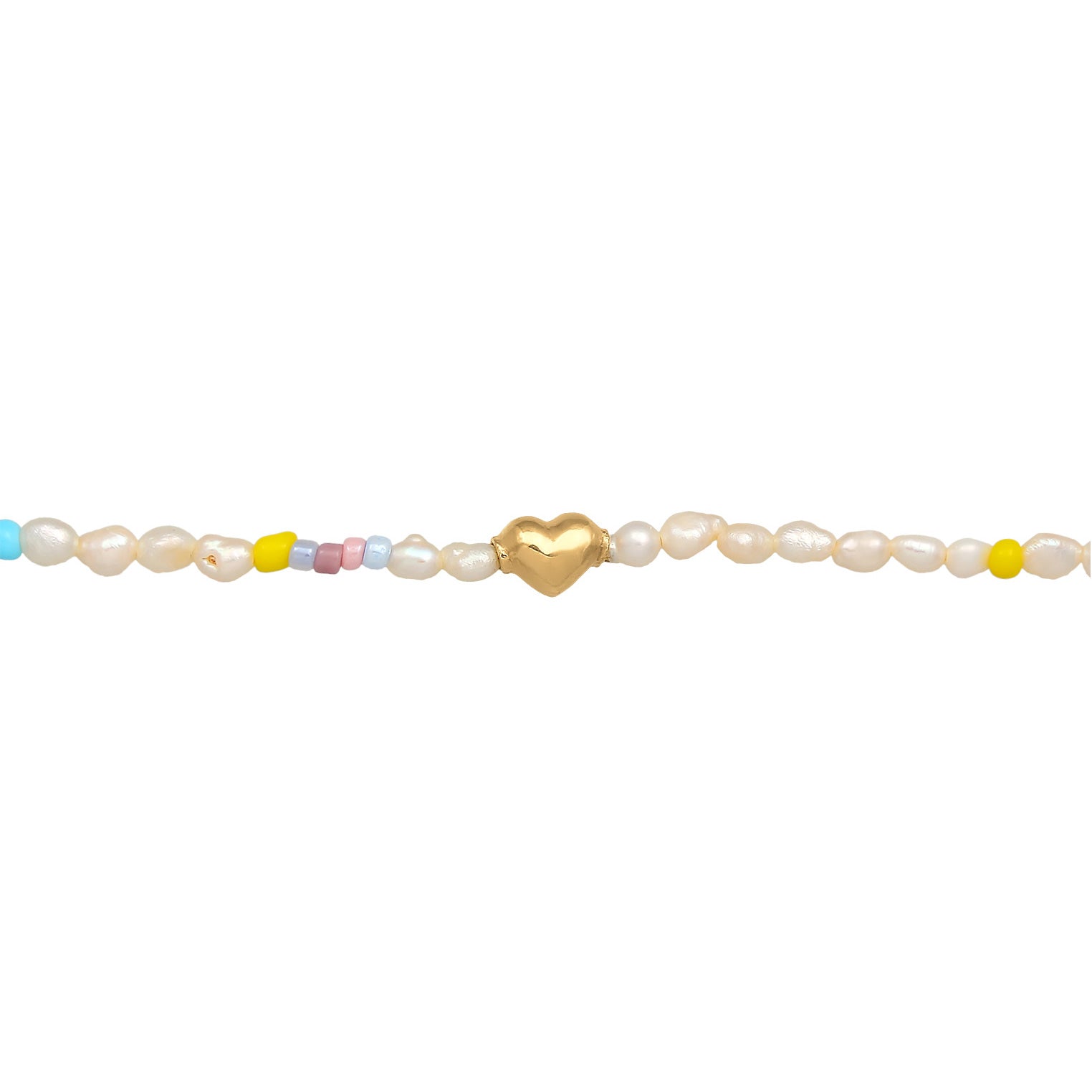 Gold - Elli | Halskette Ying Yang Herz | Süßwasserperlen | 925er Sterling Silber Vergoldet