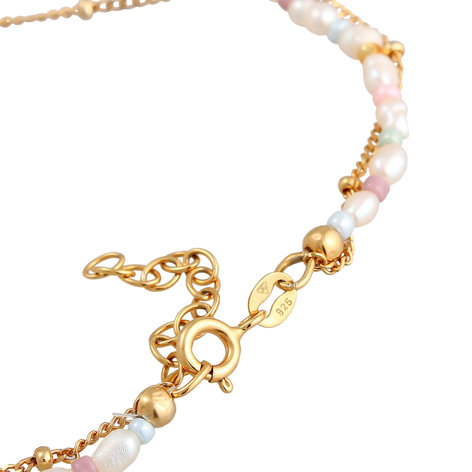 Gold - Elli | Armband mit Smiling Face Beads | Süßwasserperlen | 925er Sterling Silber Vergoldet