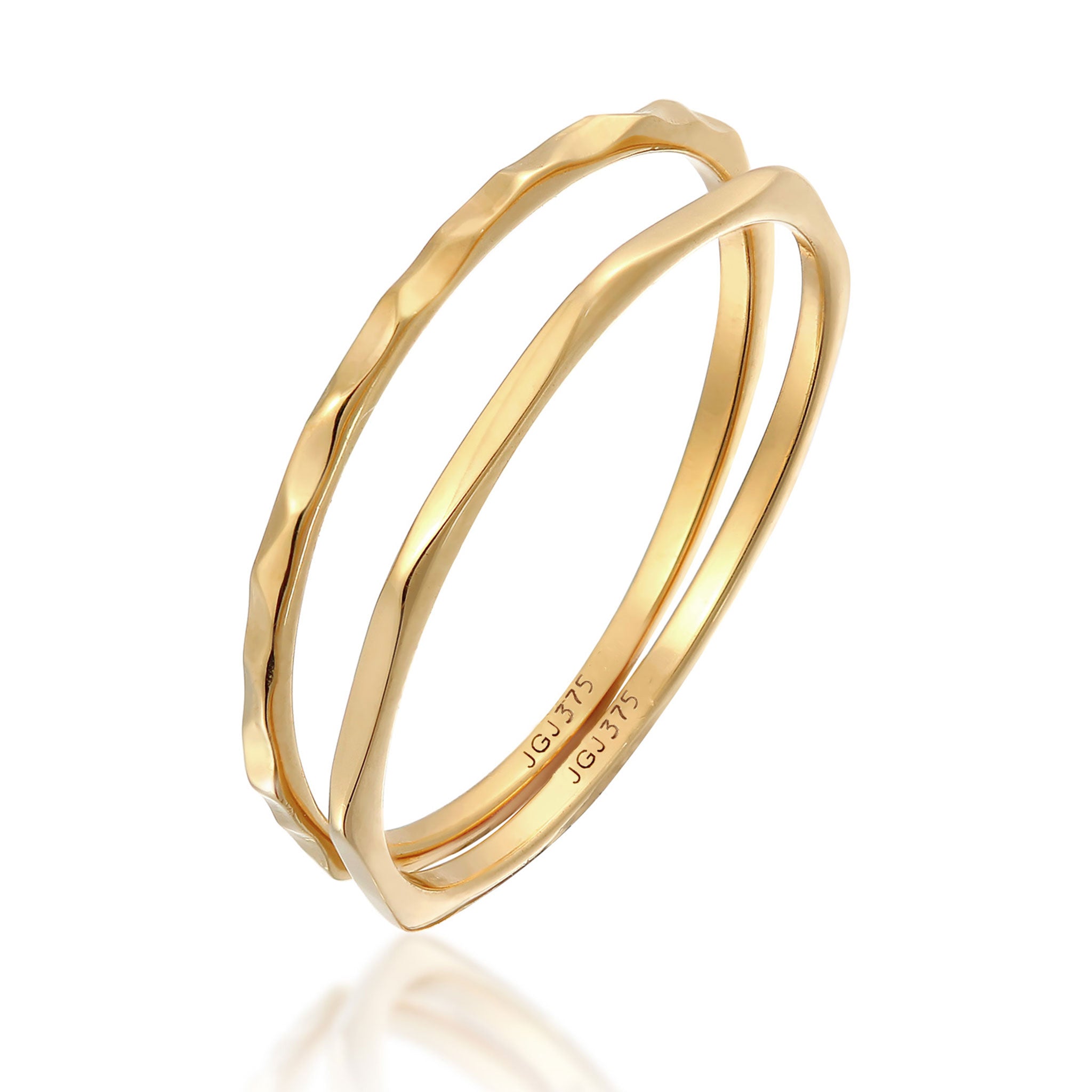 Gold - Elli PREMIUM | Stapelring Duo | 375er Gelbgold