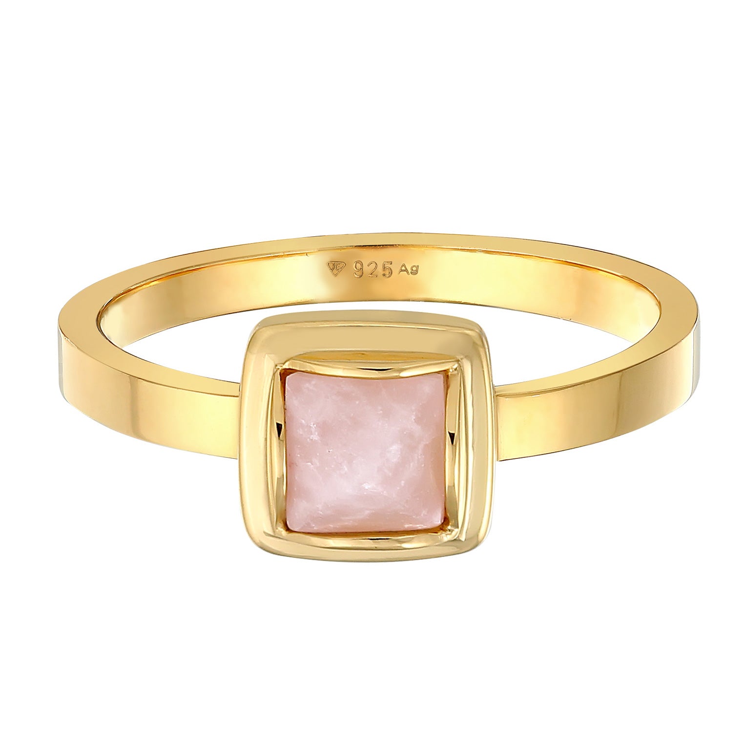 Gold - Elli PREMIUM | Ring Solitär | Quarz (Rosa) | 925er Sterling Silber