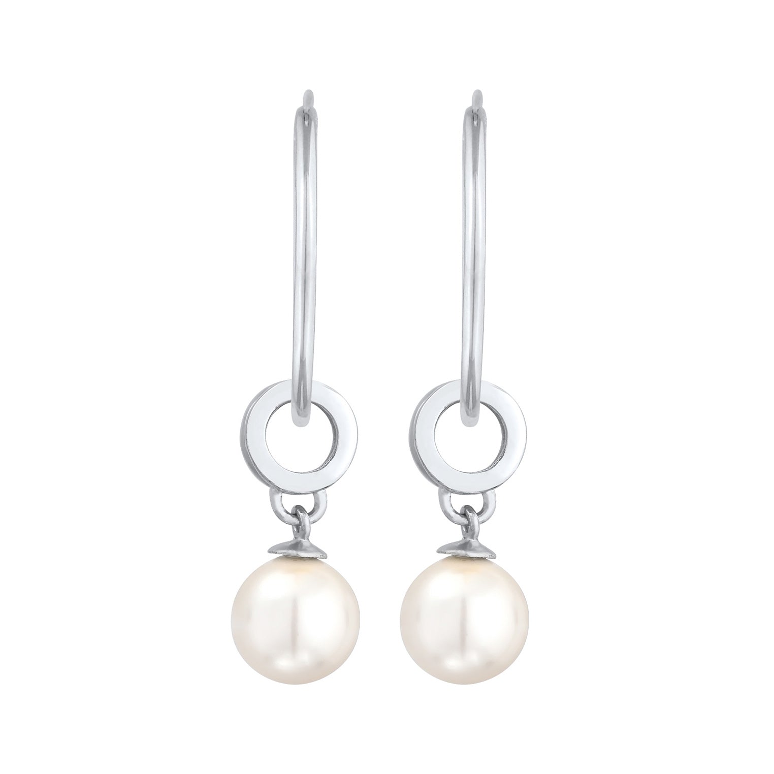 Silber - Nenalina | Creolen Rund | Synthetische Perlen | 925er Sterling Silber