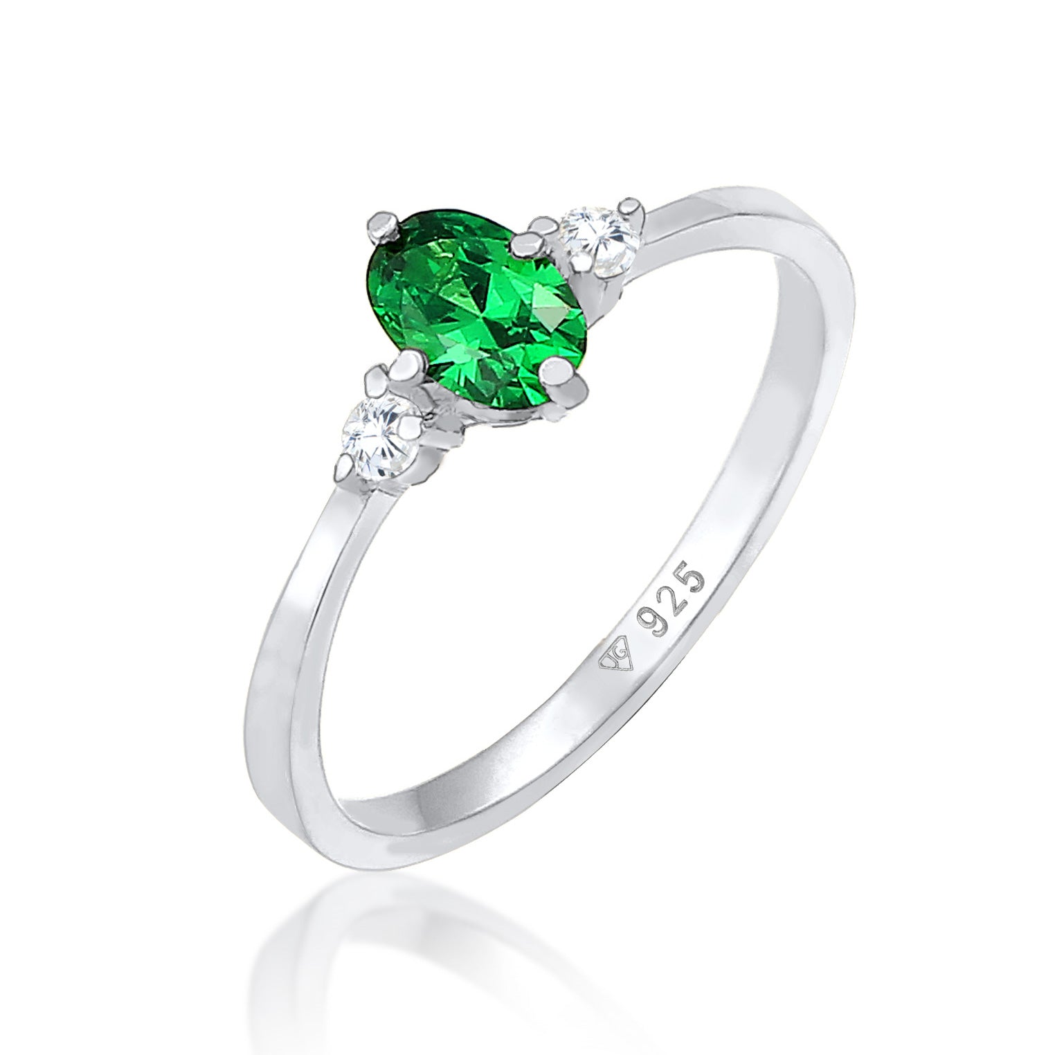 Silber - Elli | Verlobungsring | Zirkonia (Grün) | 925 Sterling Silber