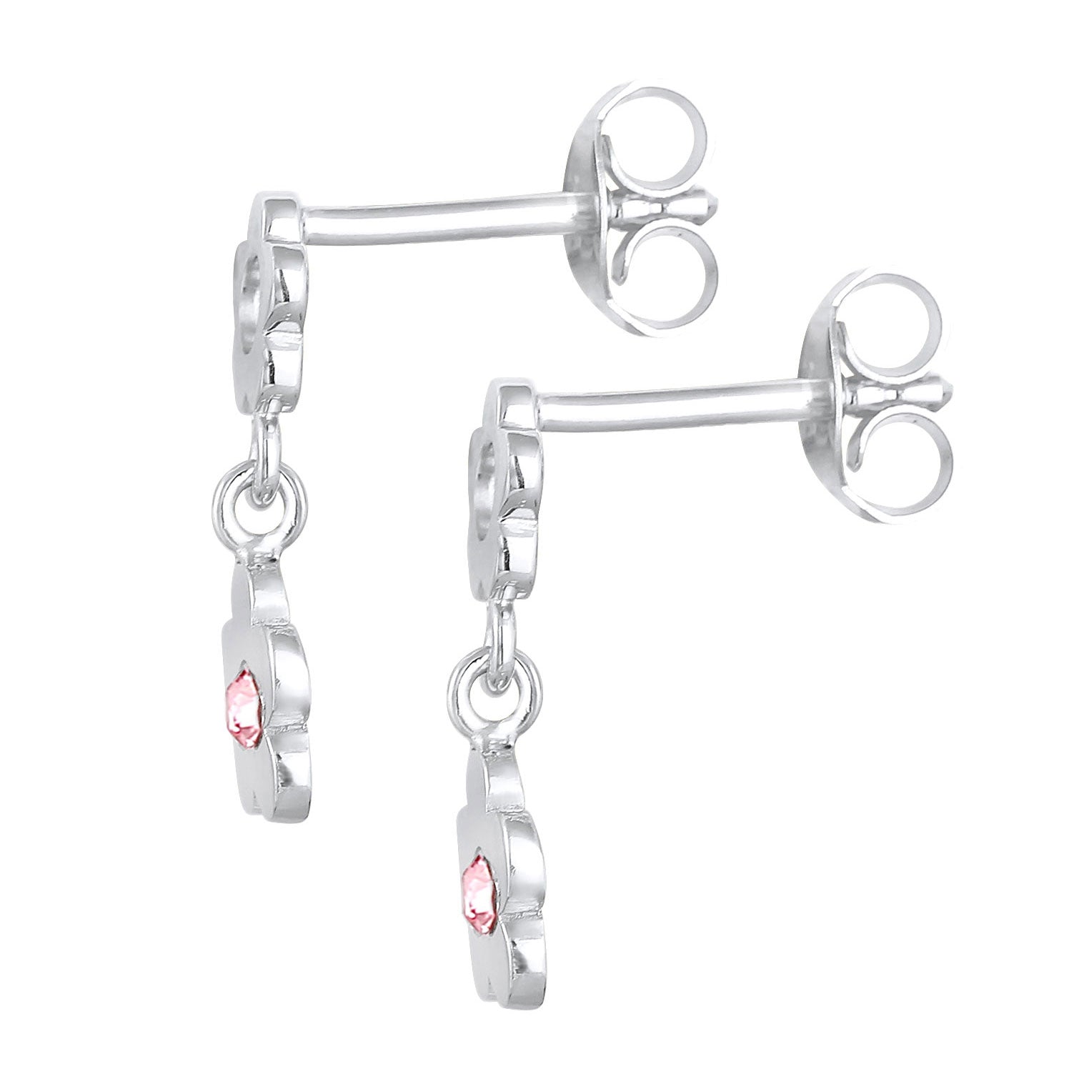 Silber - Elli | Ohrhänger Blume | Kristall (Rosa) | 925er Sterling Silber