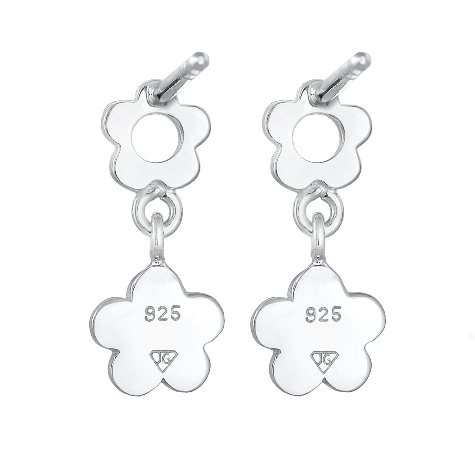 Silber - Elli | Ohrhänger Blume | Kristall (Rosa) | 925er Sterling Silber