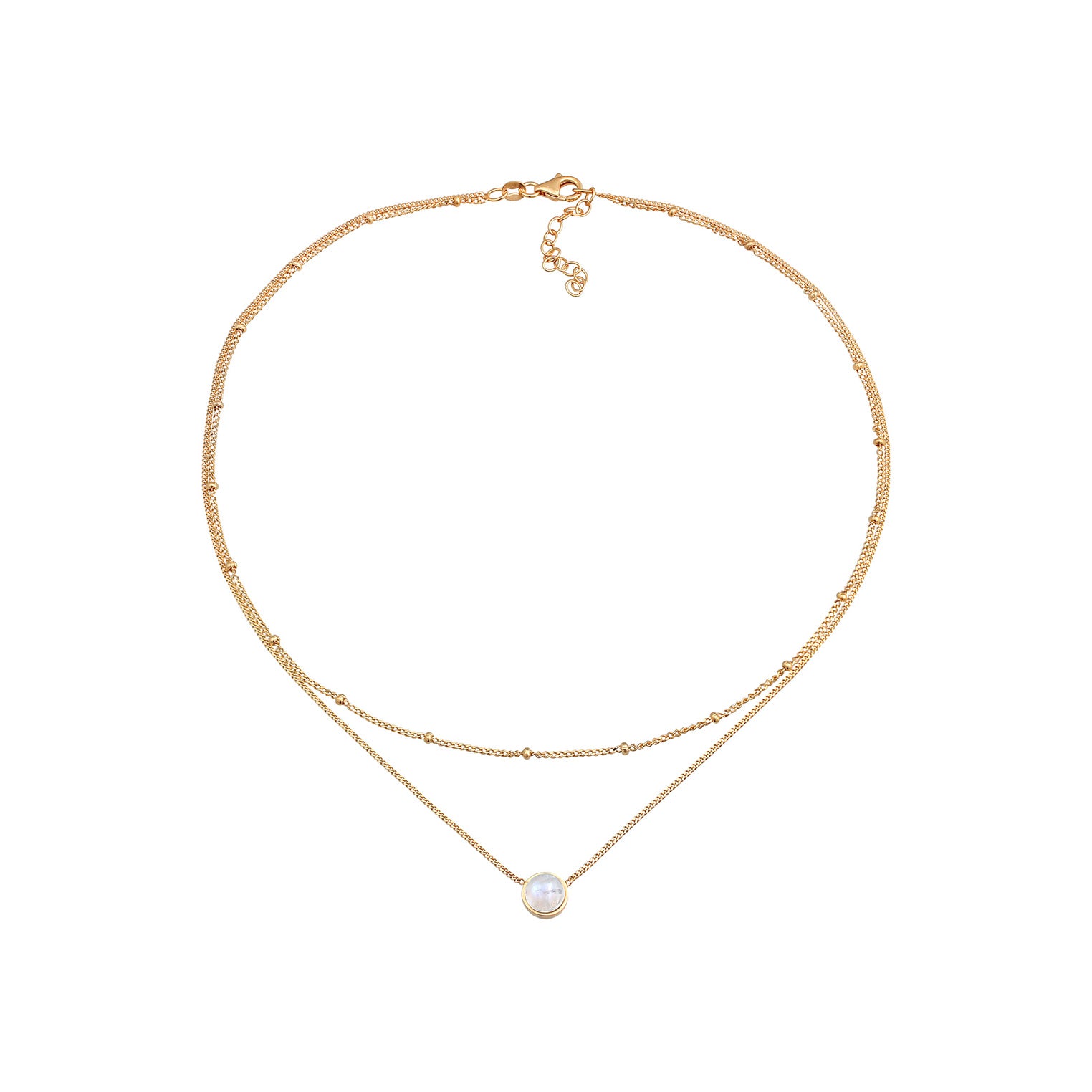 Gold - Elli | Choker Layer | Mondstein (Weiß) | 925er Sterling Silber