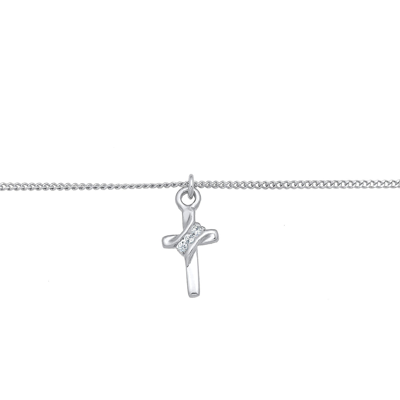 Silber - Elli | Choker Kreuz | Mit Kristallen von Swarovski® (Weiß) | 925er Sterling Silber