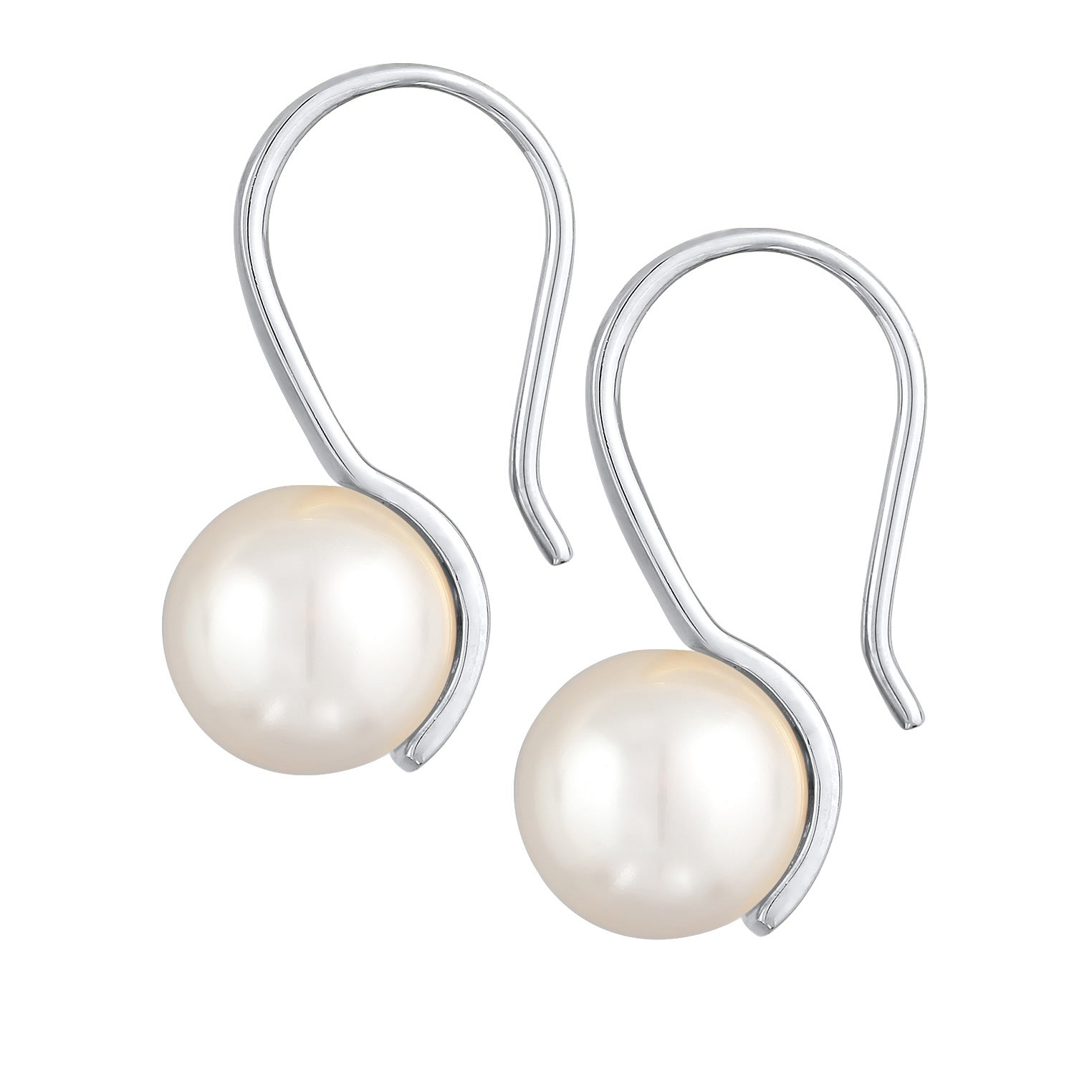 Silber - Nenalina | Ohrhänger Fischhaken Perle | 925er Sterling Silber