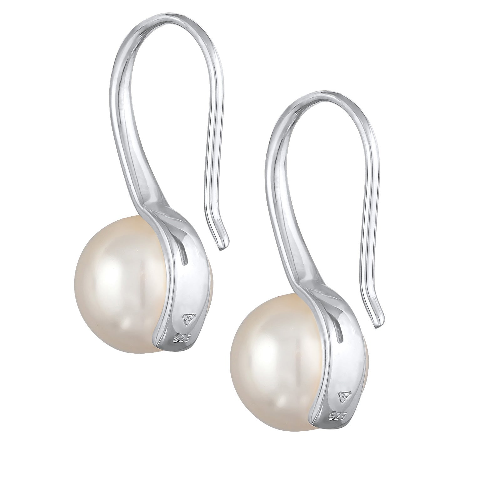 Silber - Nenalina | Ohrhänger Fischhaken Perle | 925er Sterling Silber