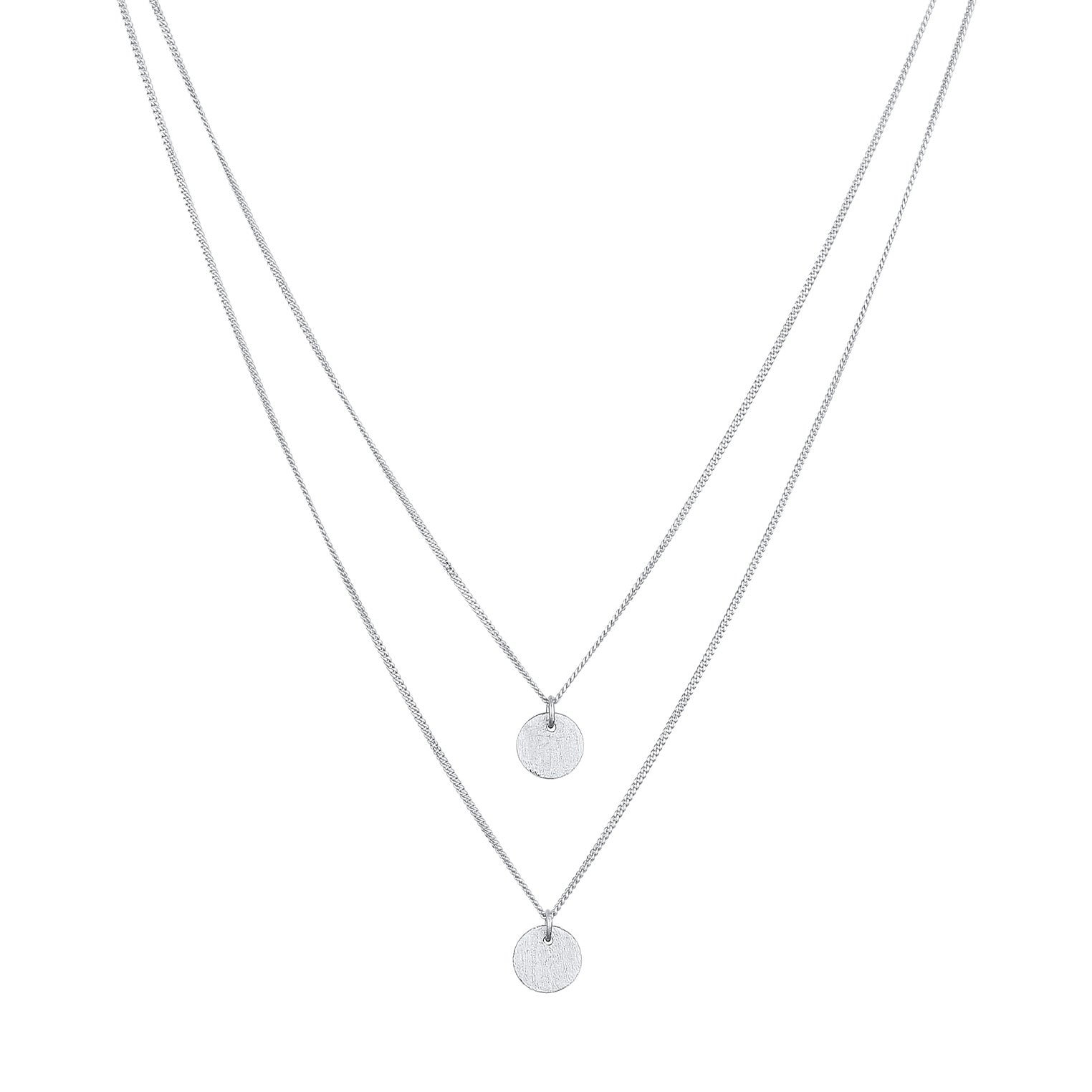 Silber - Elli | Layerkette Plättchen | 925er Sterling Silber