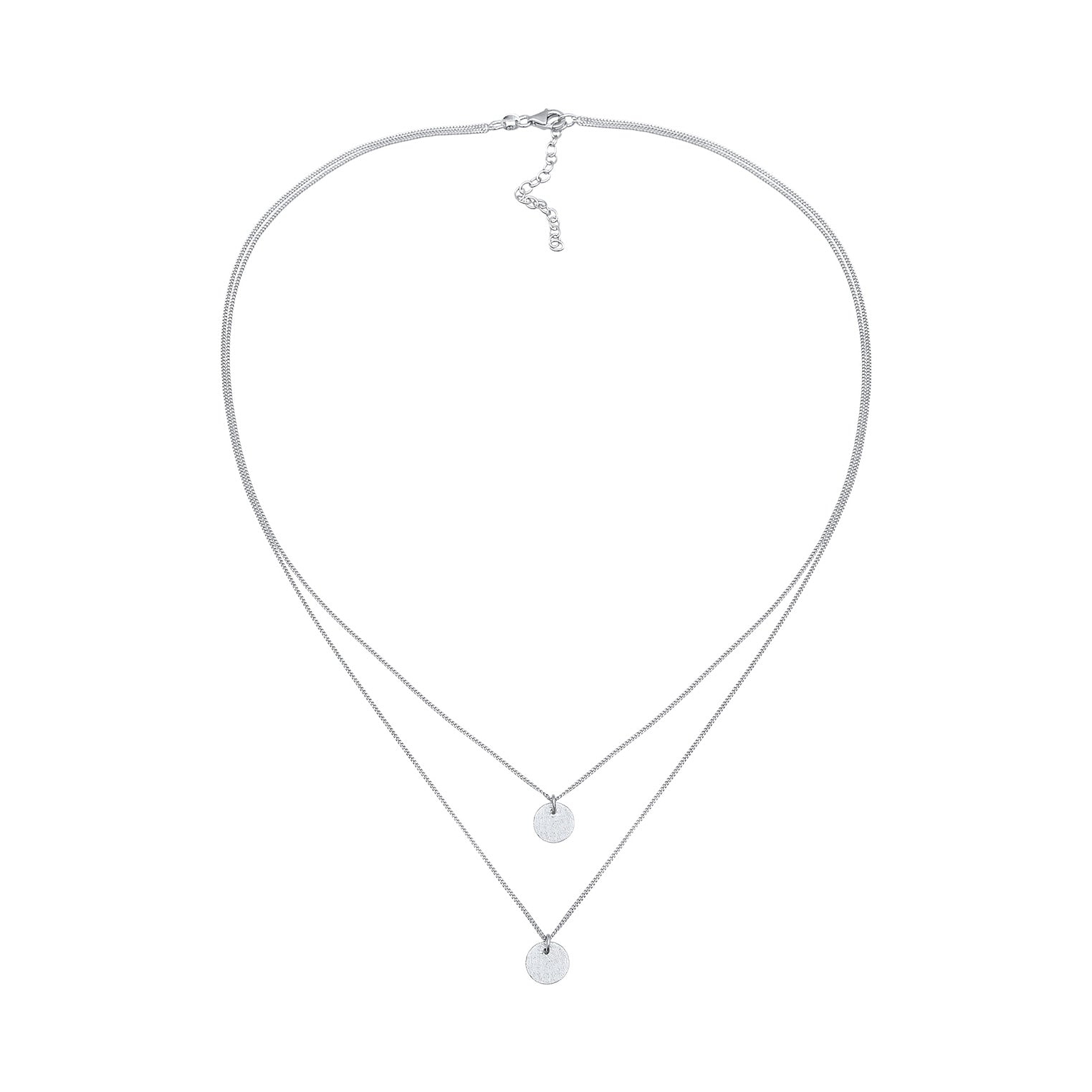 Silber - Elli | Layerkette Plättchen | 925er Sterling Silber
