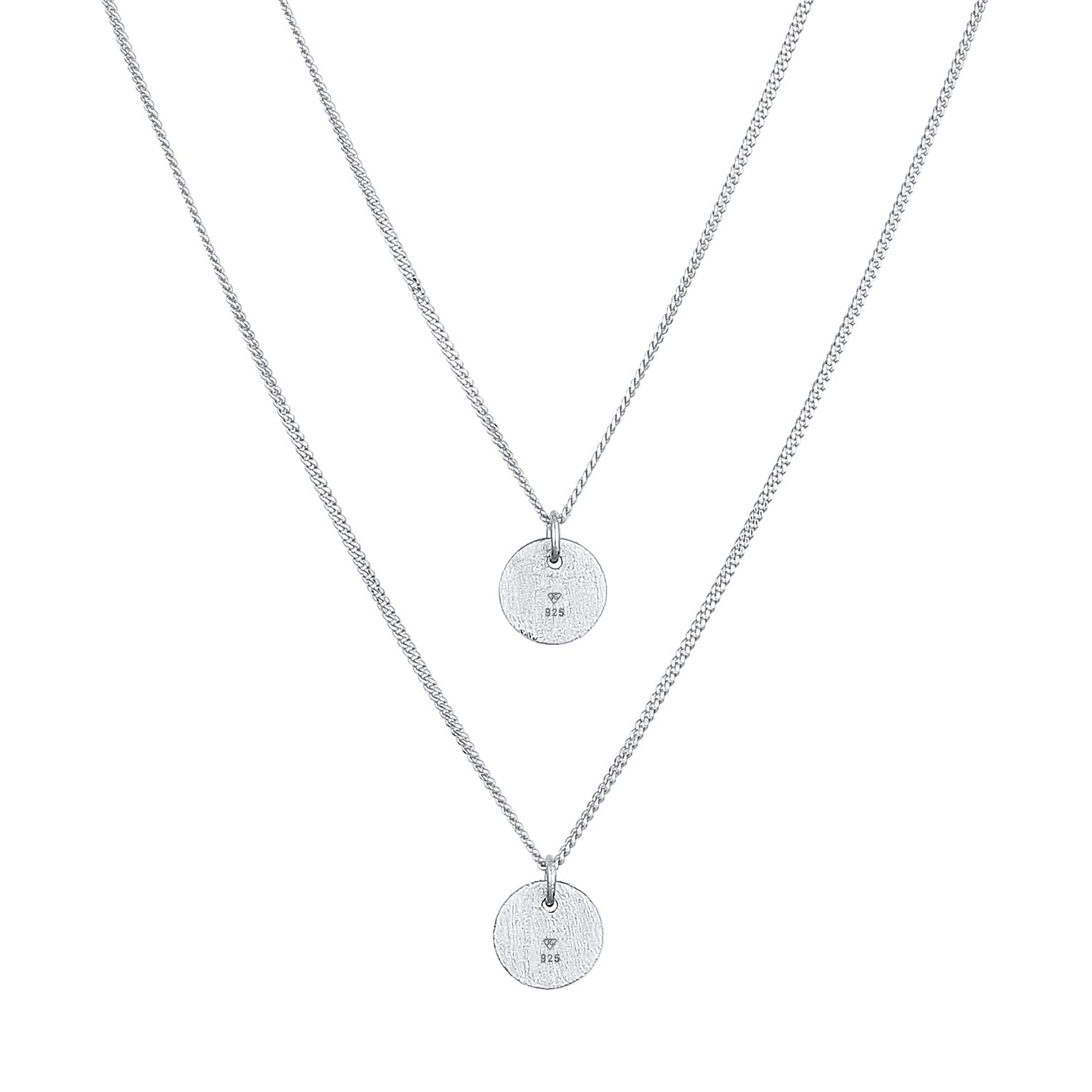 Silber - Elli | Layerkette Plättchen | 925er Sterling Silber