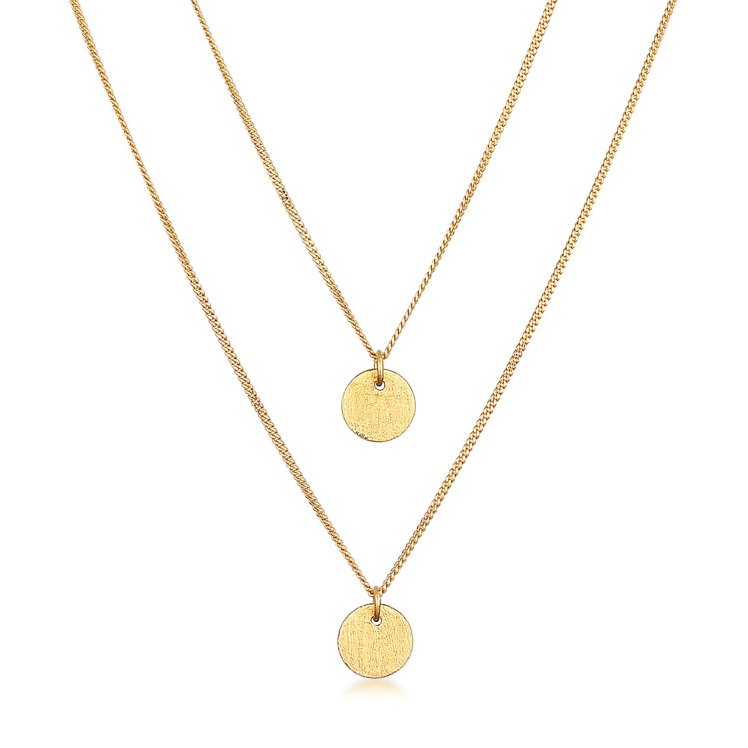 Gold - Elli | Layerkette Plättchen | 925er Sterling Silber vergoldet