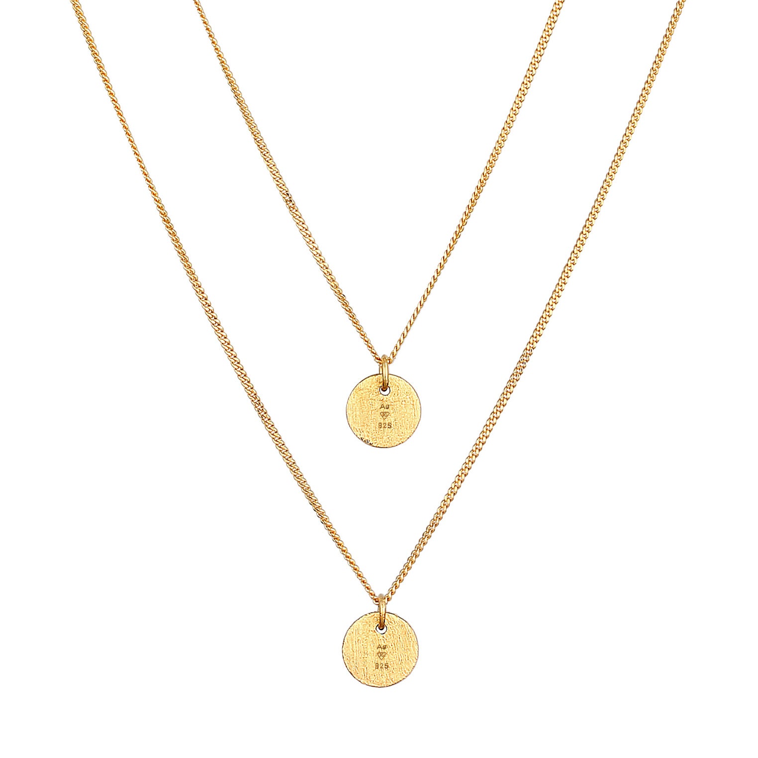 Gold - Elli | Layerkette Plättchen | 925er Sterling Silber vergoldet