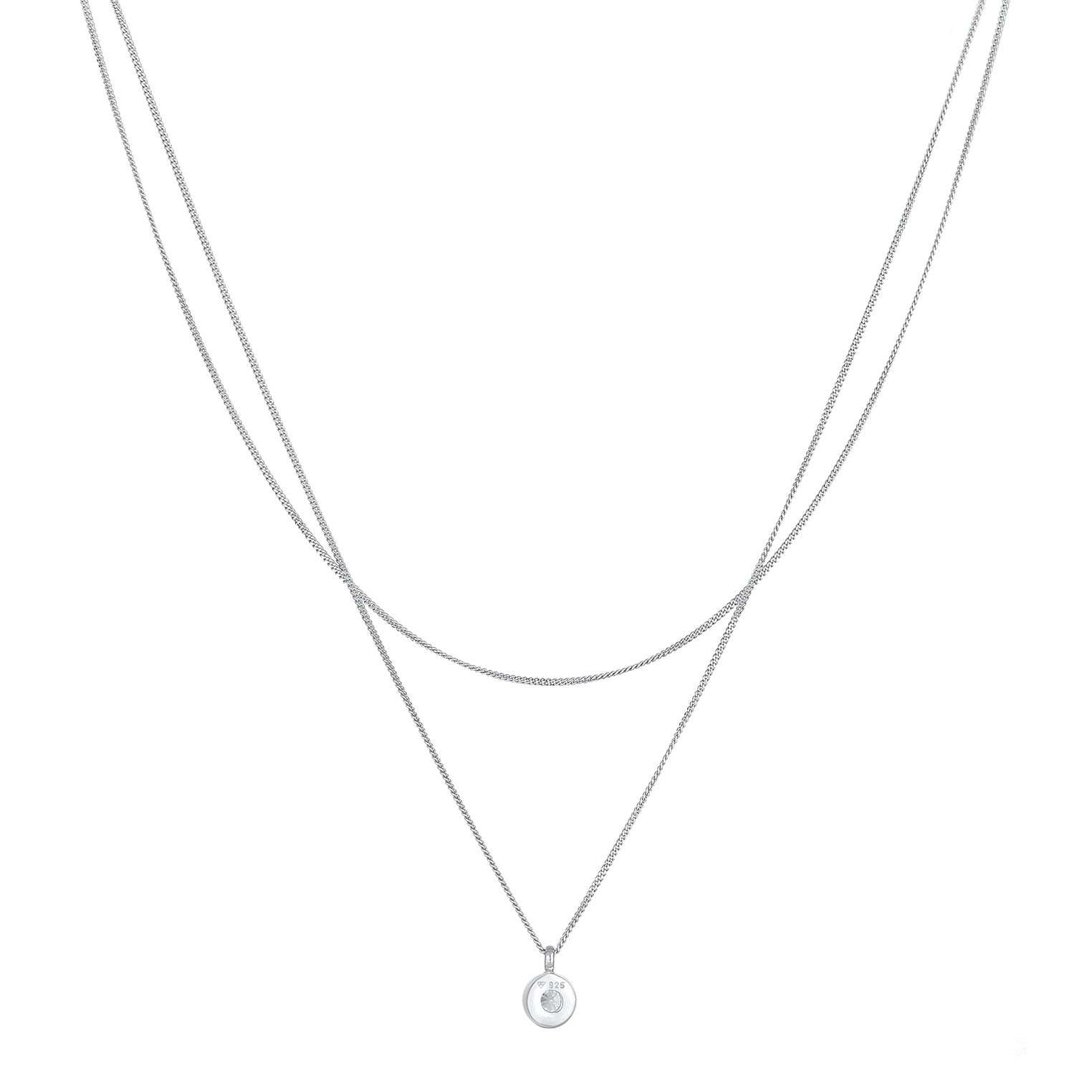 Silber - Elli | Layer-Halskette | Zirkonia (Weiß) | 925er Sterling Silber