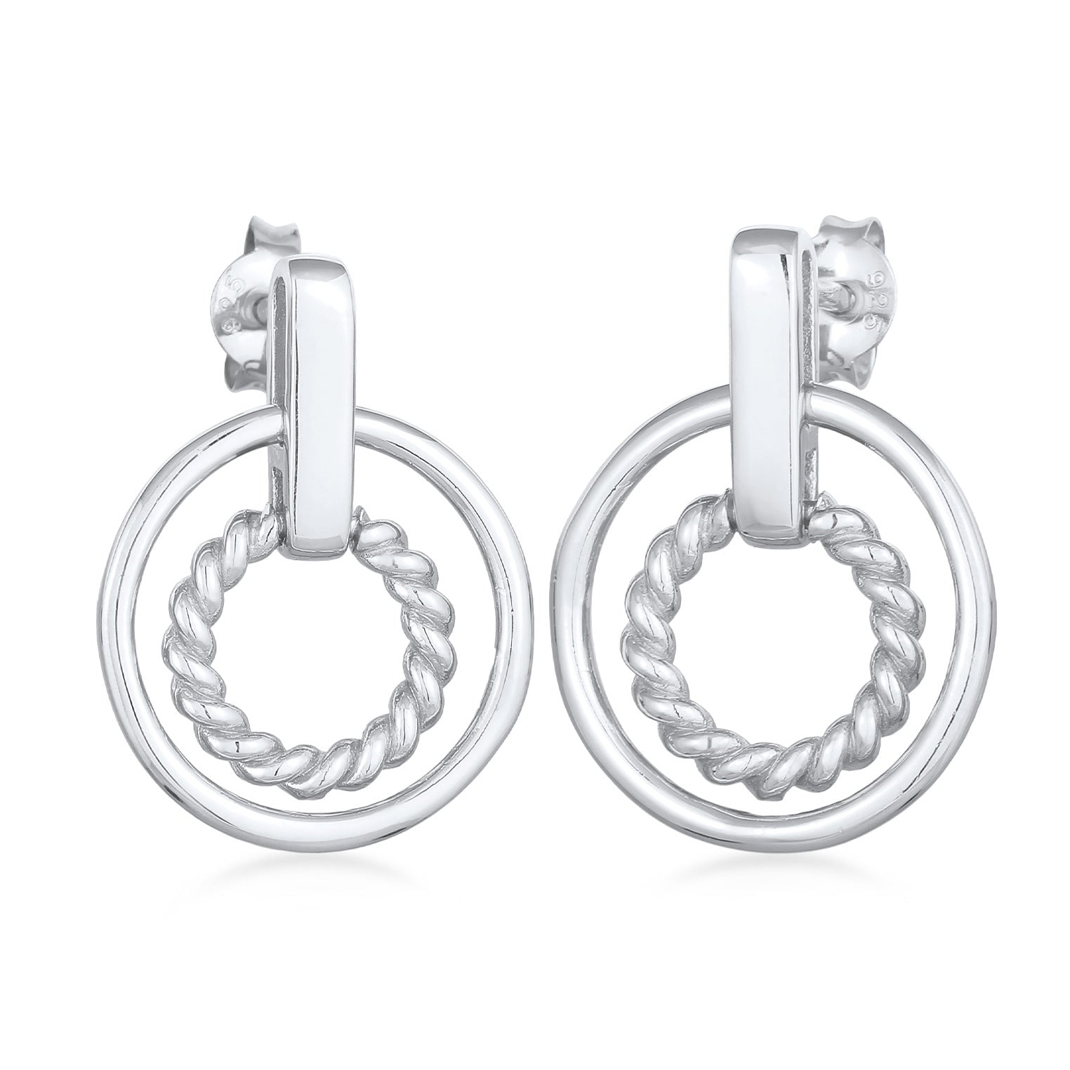 Silber - Elli | Ohrstecker Kreis Gedreht | 925er Sterling Silber