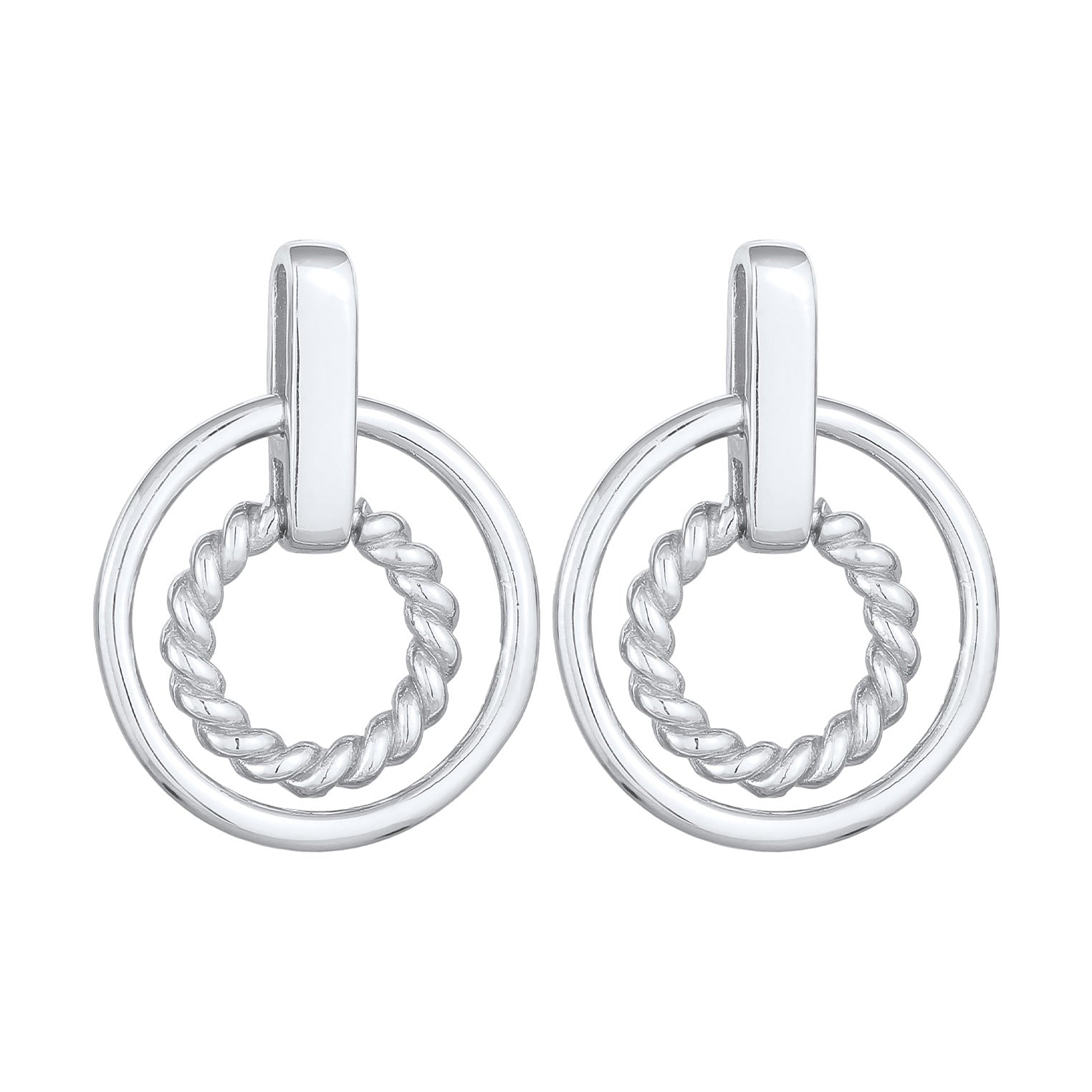 Silber - Elli | Ohrstecker Kreis Gedreht | 925er Sterling Silber