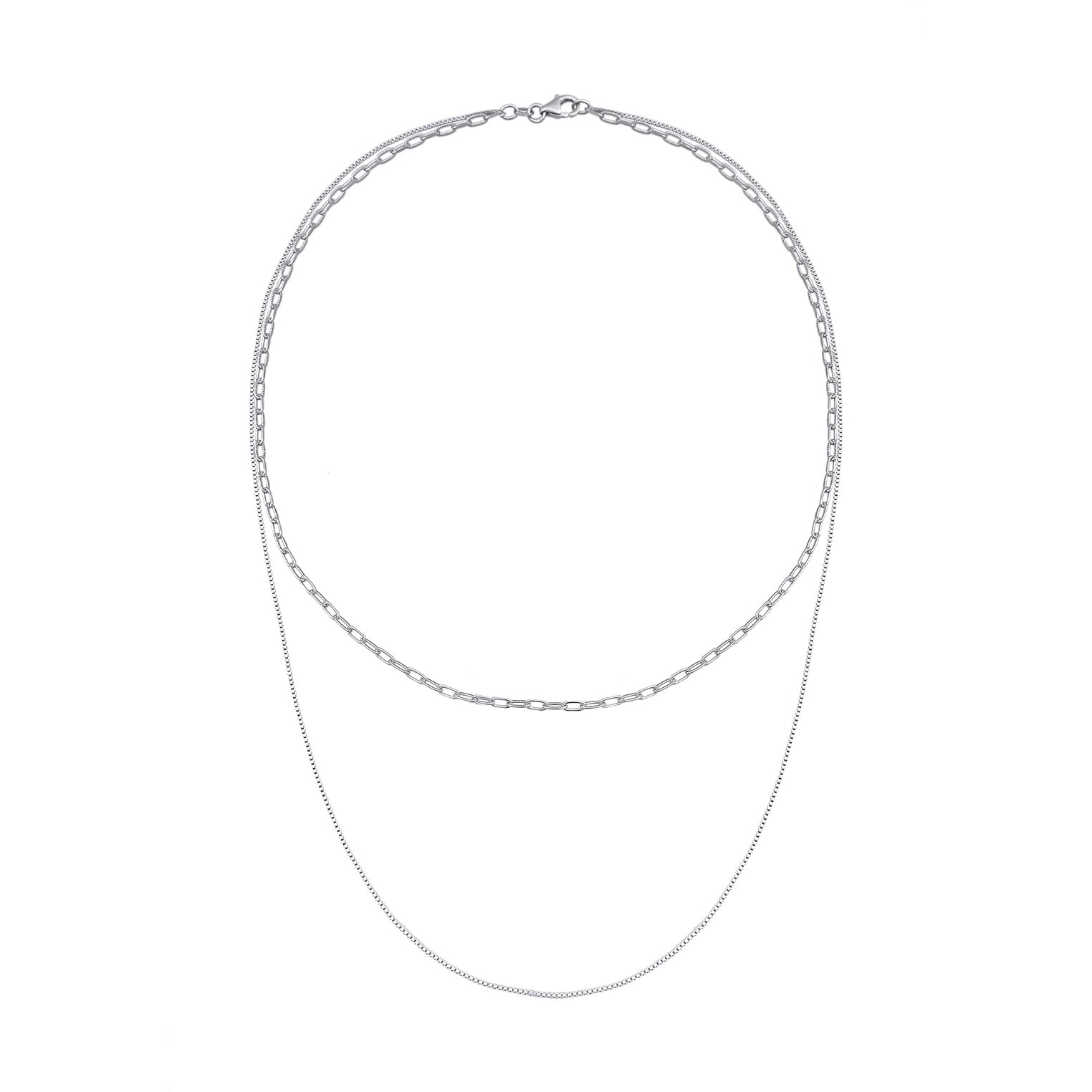 Silber - Elli | Glieder-Halskette Layer | 925er Sterling Silber