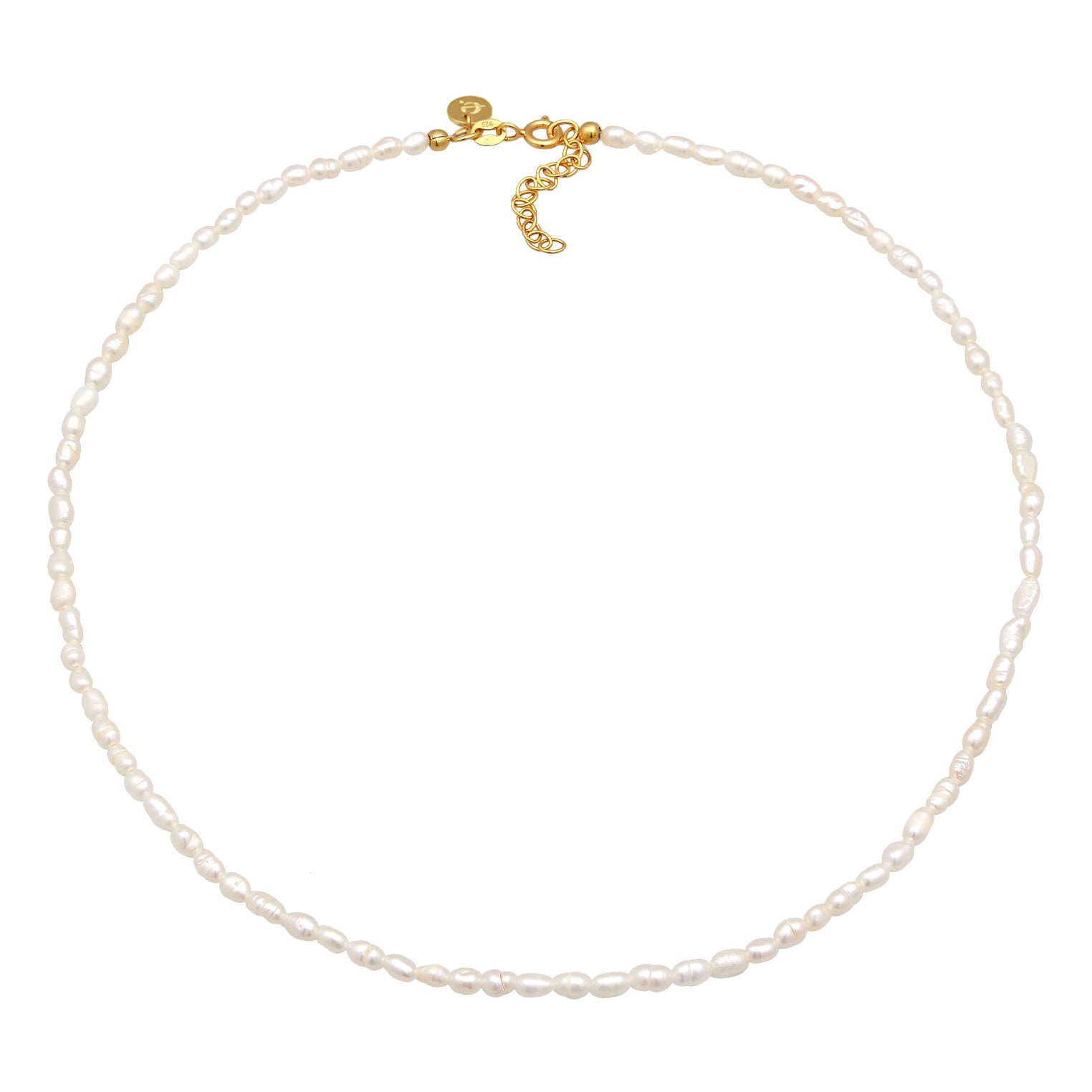 Gold - Elli PREMIUM | Choker Klassisch | Süßwasserperlen | 925er Sterling Silber