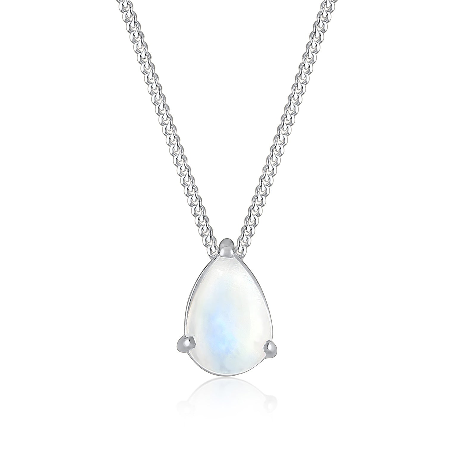 Silber - Elli | Halskette | Mondstein (Weiß) | 925 Sterling Silber