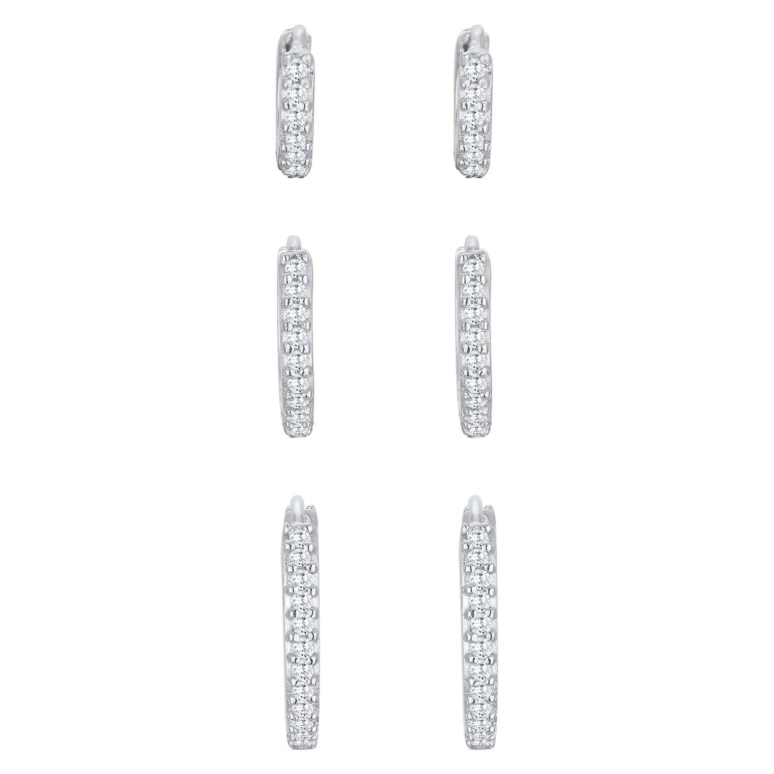 Silber - Elli PREMIUM | Creolen 3er Set | Zirkonia (weiß) | 925er Sterling Silber