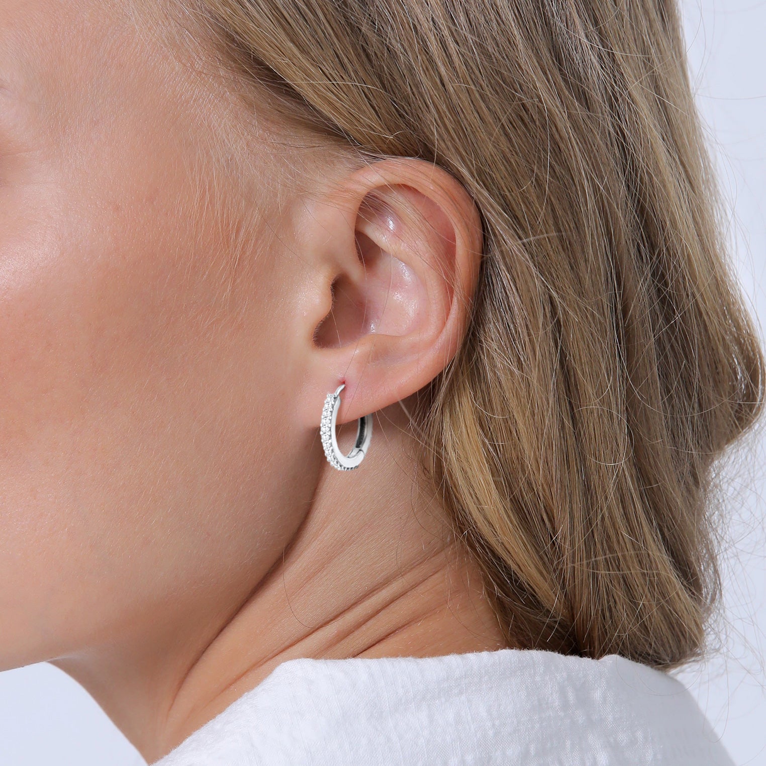 Silber - Elli PREMIUM | Creolen 3er Set | Zirkonia (weiß) | 925er Sterling Silber