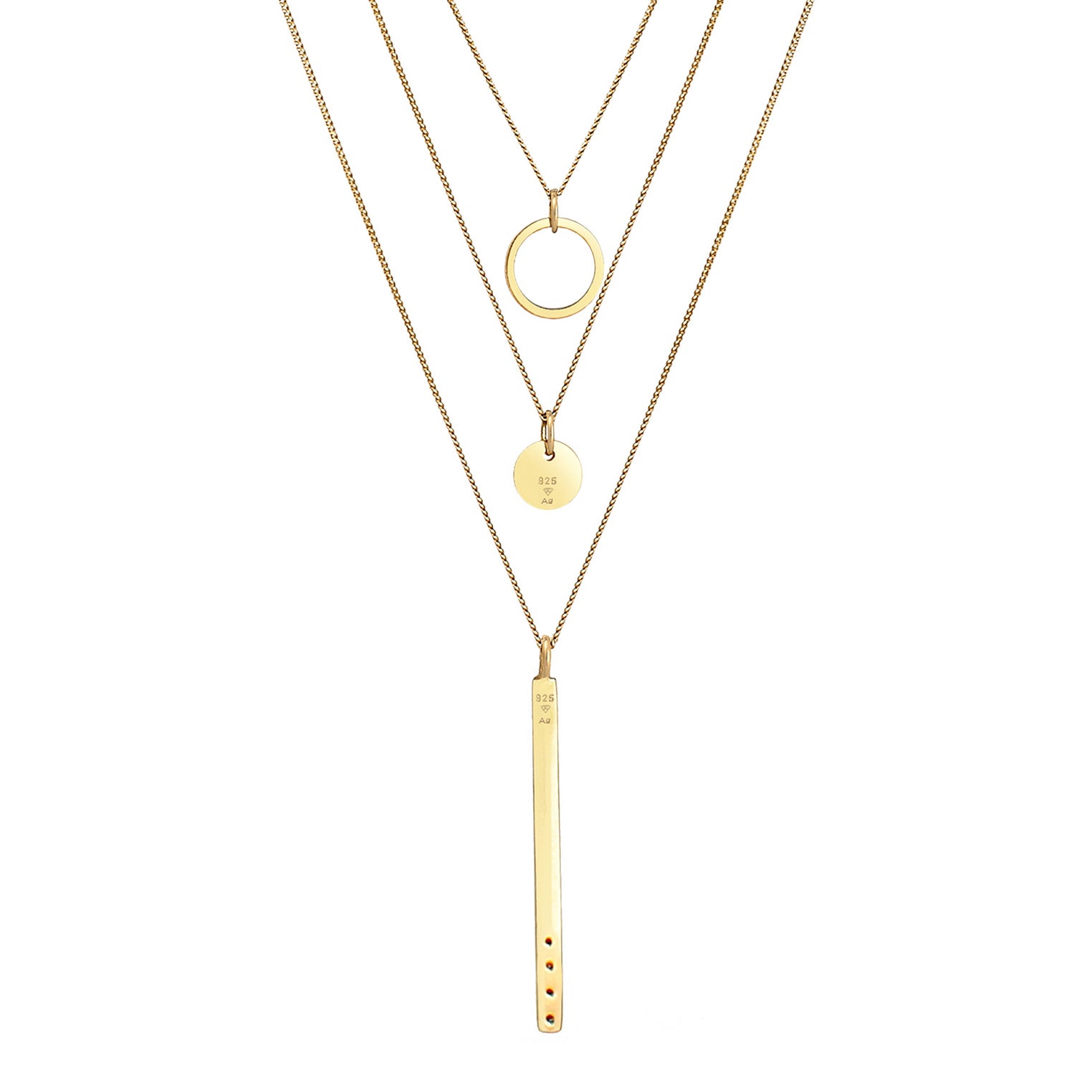 Gold - Elli | Layer-Halskette Geo | Mit Kristallen von Swarovski® (Weiß) | 925er Sterling Silber Vergoldet