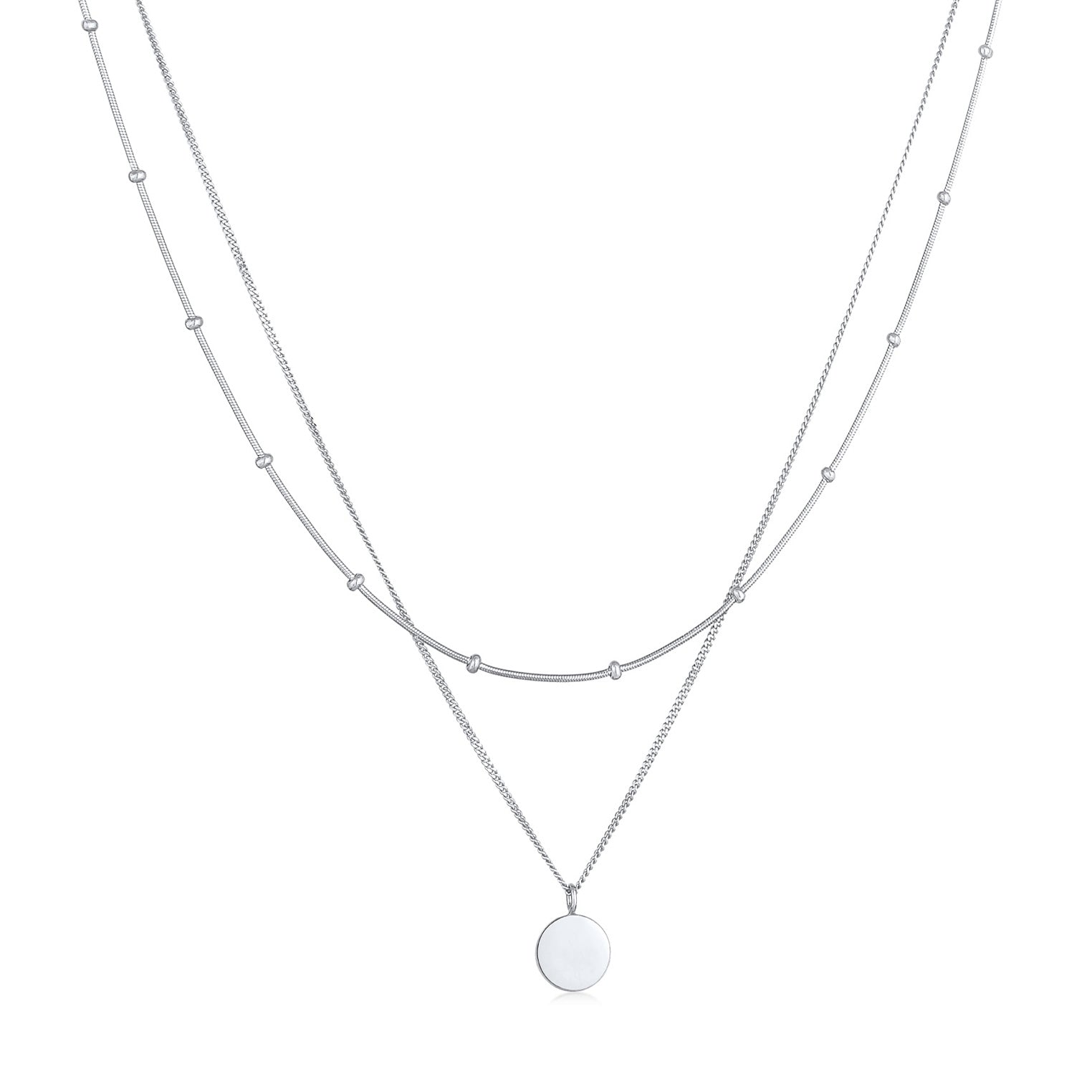 Silber - Elli | Layer-Halskette Plättchen | 925er Sterling Silber